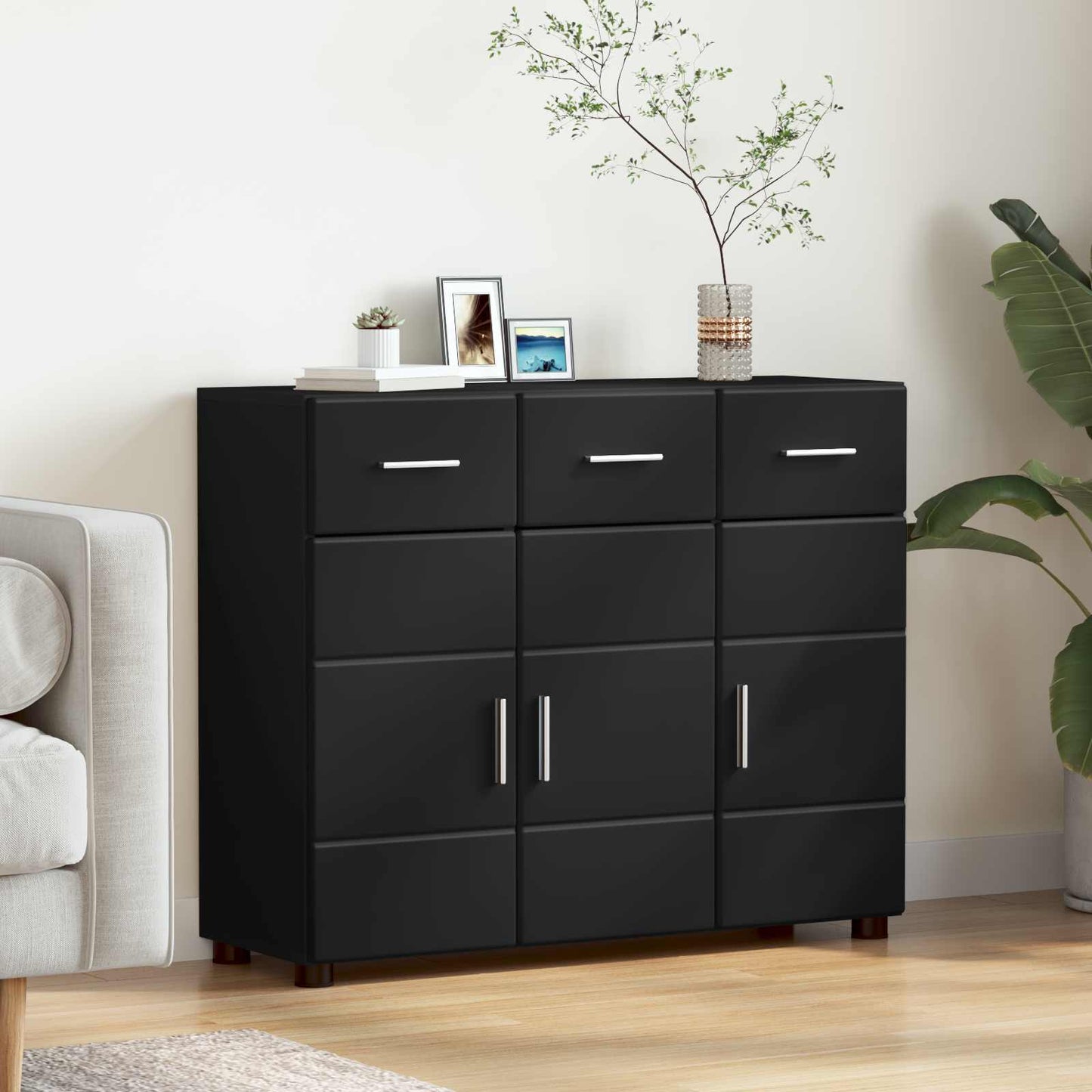 Sideboard FLORIN 88,5 x 30,5 x 73 cm Schwarz Holzwerkstoff