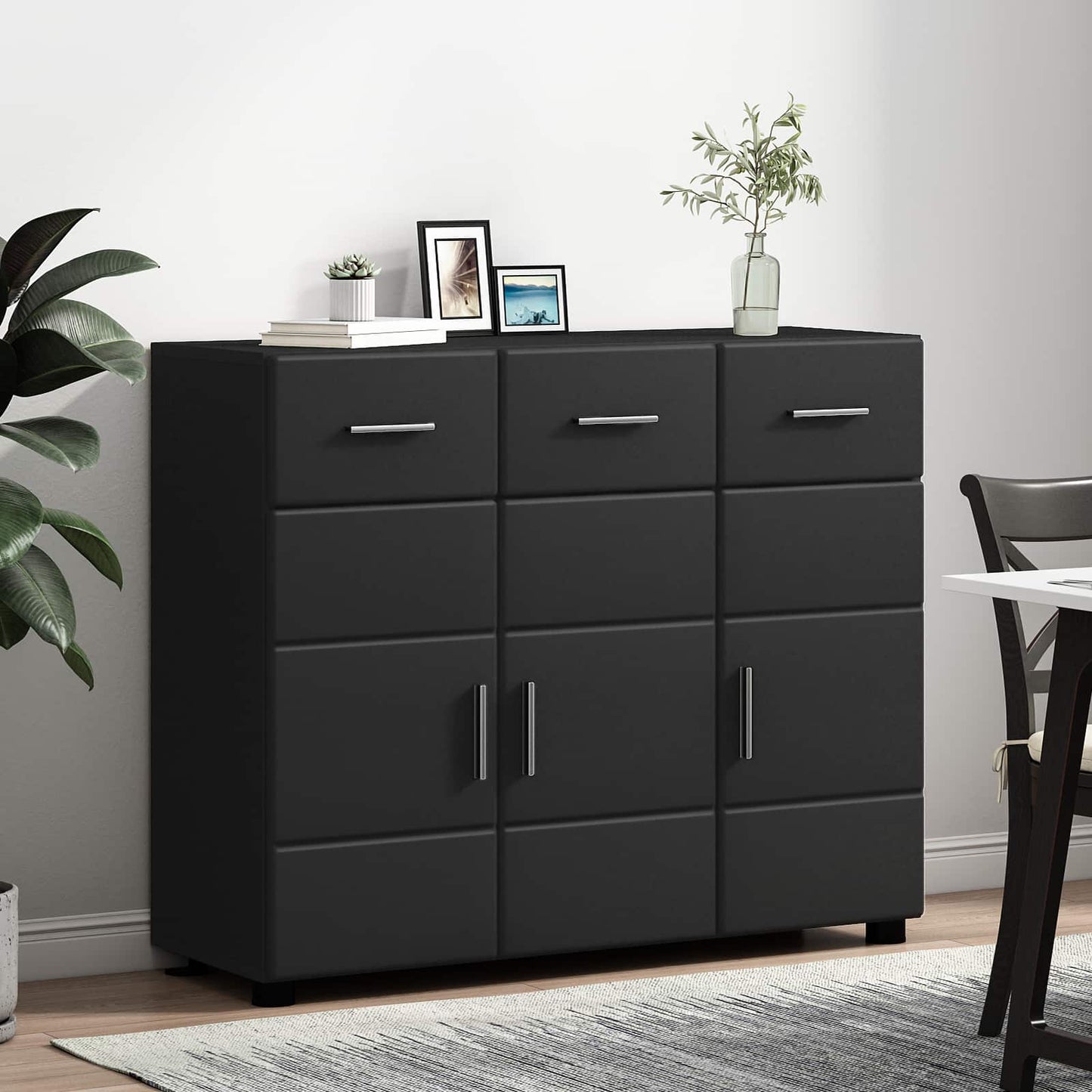 Sideboard FLORIN 88,5 x 30,5 x 73 cm Schwarz Holzwerkstoff