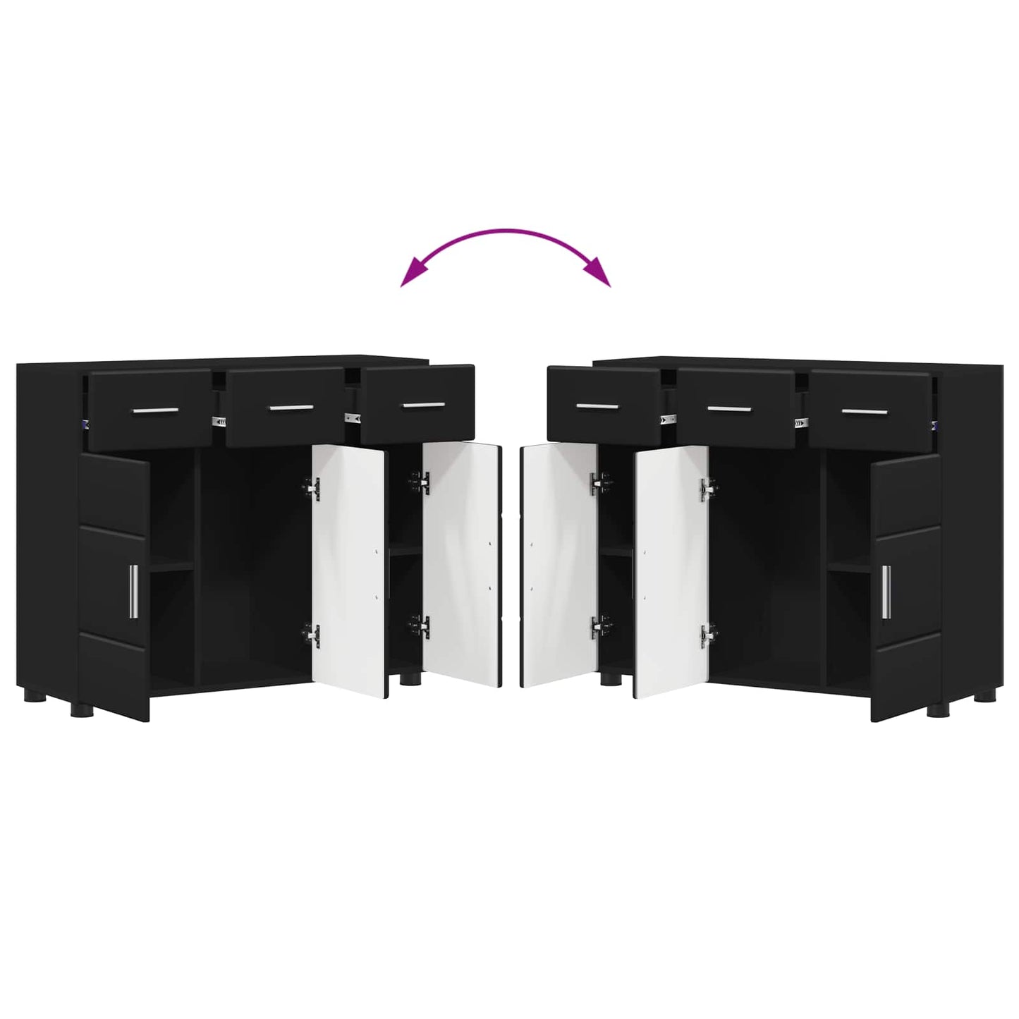 Sideboard FLORIN 88,5 x 30,5 x 73 cm Schwarz Holzwerkstoff
