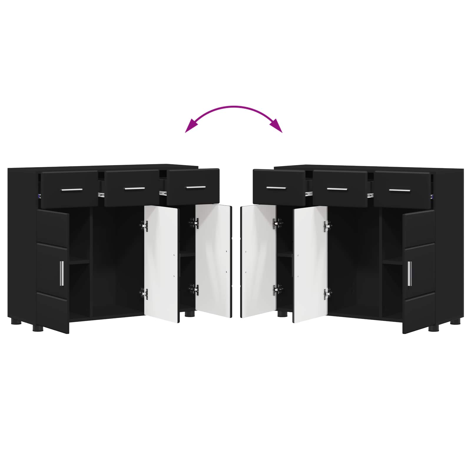 Sideboard FLORIN 88,5 x 30,5 x 73 cm Schwarz Holzwerkstoff