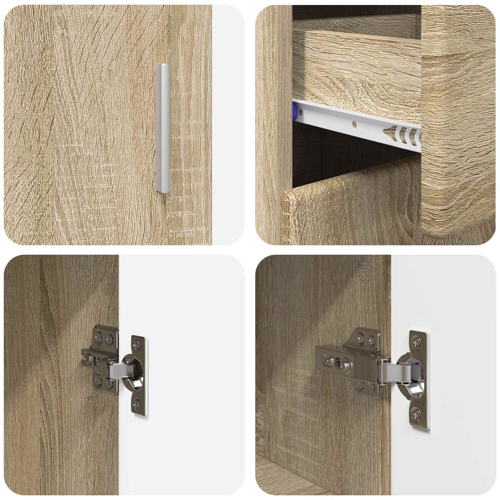 Sideboard FLORIN 88,5 x 30,5 x 73 cm Sonoma-Eiche Holzwerkstoff