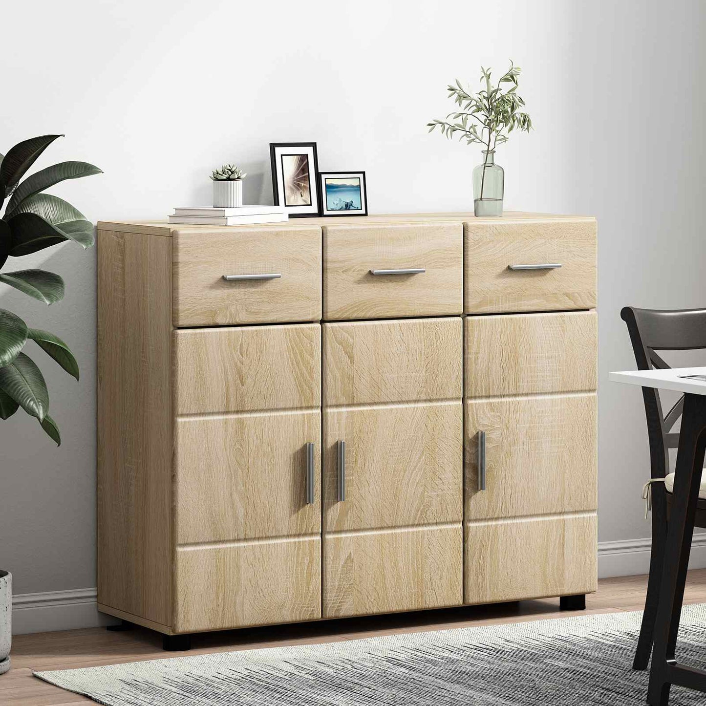 Sideboard FLORIN 88,5 x 30,5 x 73 cm Sonoma-Eiche Holzwerkstoff