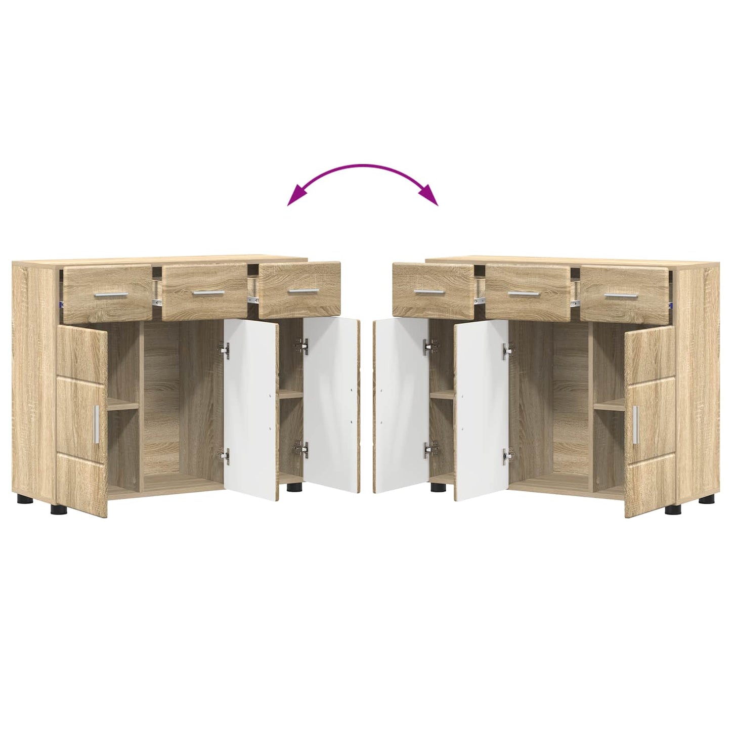Sideboard FLORIN 88,5 x 30,5 x 73 cm Sonoma-Eiche Holzwerkstoff