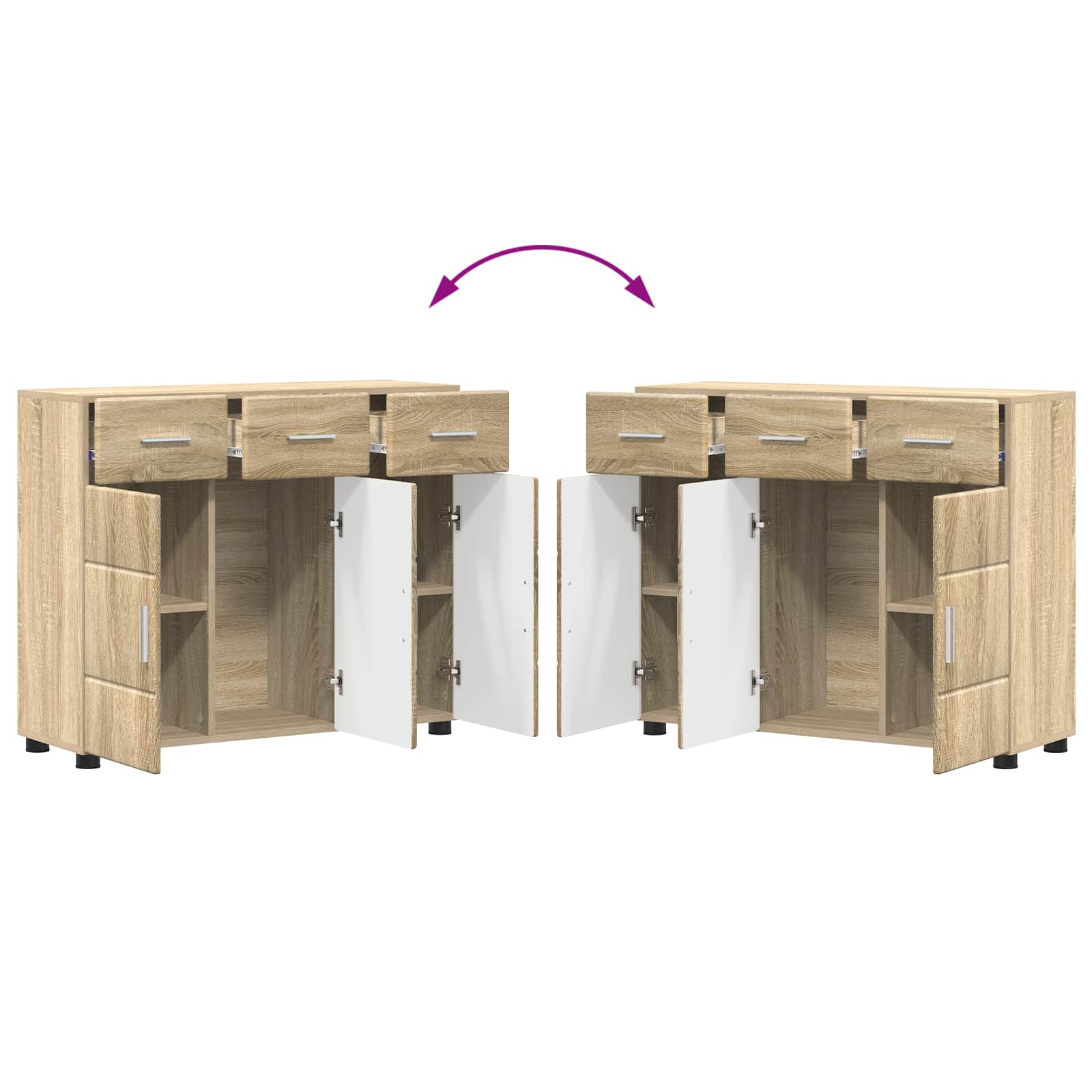 Sideboard FLORIN 88,5 x 30,5 x 73 cm Sonoma-Eiche Holzwerkstoff