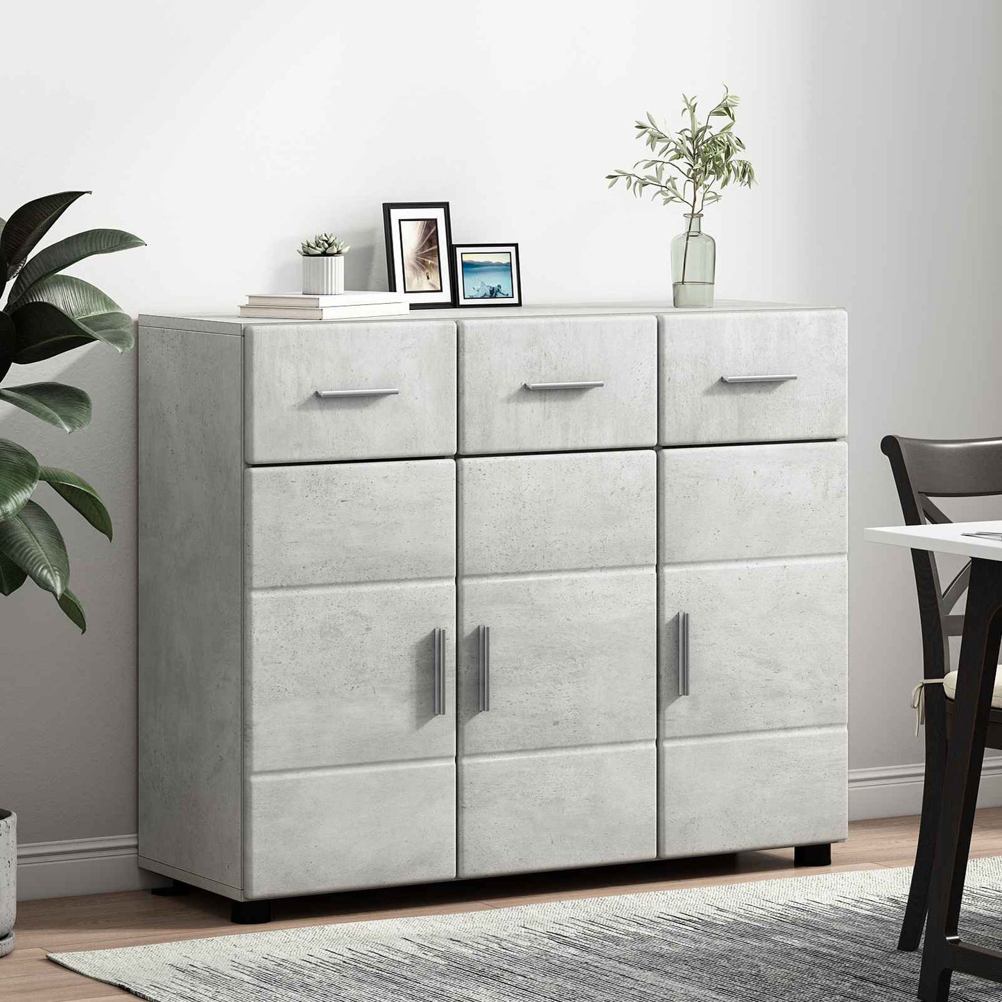 Sideboard FLORIN 88,5 x 30,5 x 73 cm Beton Grau Holzwerkstoff