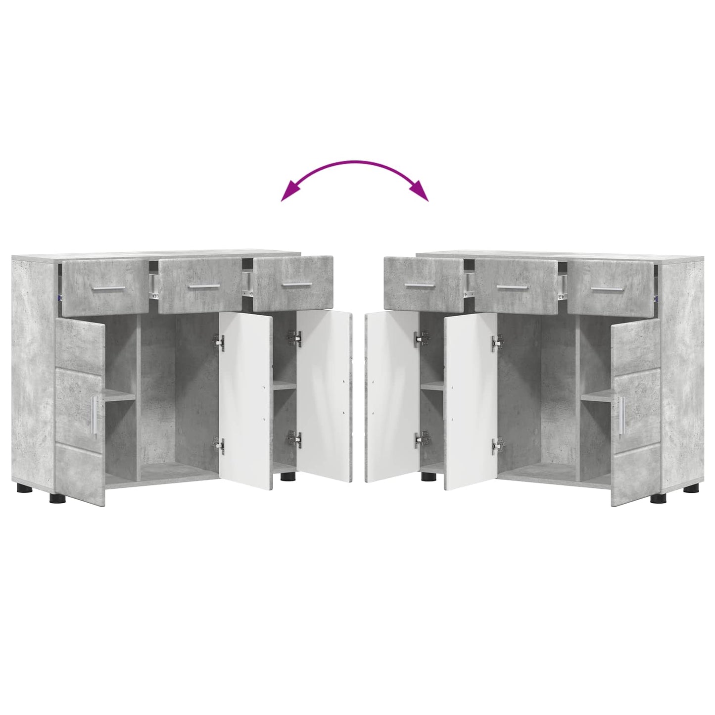 Sideboard FLORIN 88,5 x 30,5 x 73 cm Beton Grau Holzwerkstoff