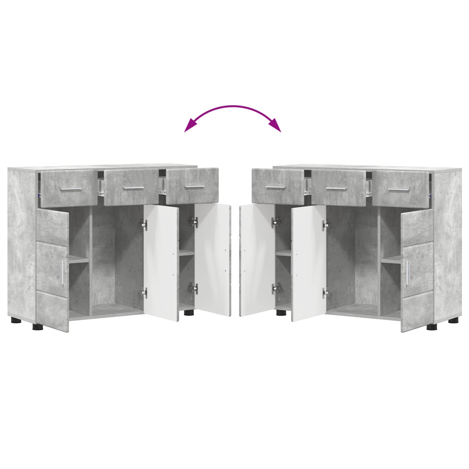Sideboard FLORIN 88,5 x 30,5 x 73 cm Beton Grau Holzwerkstoff