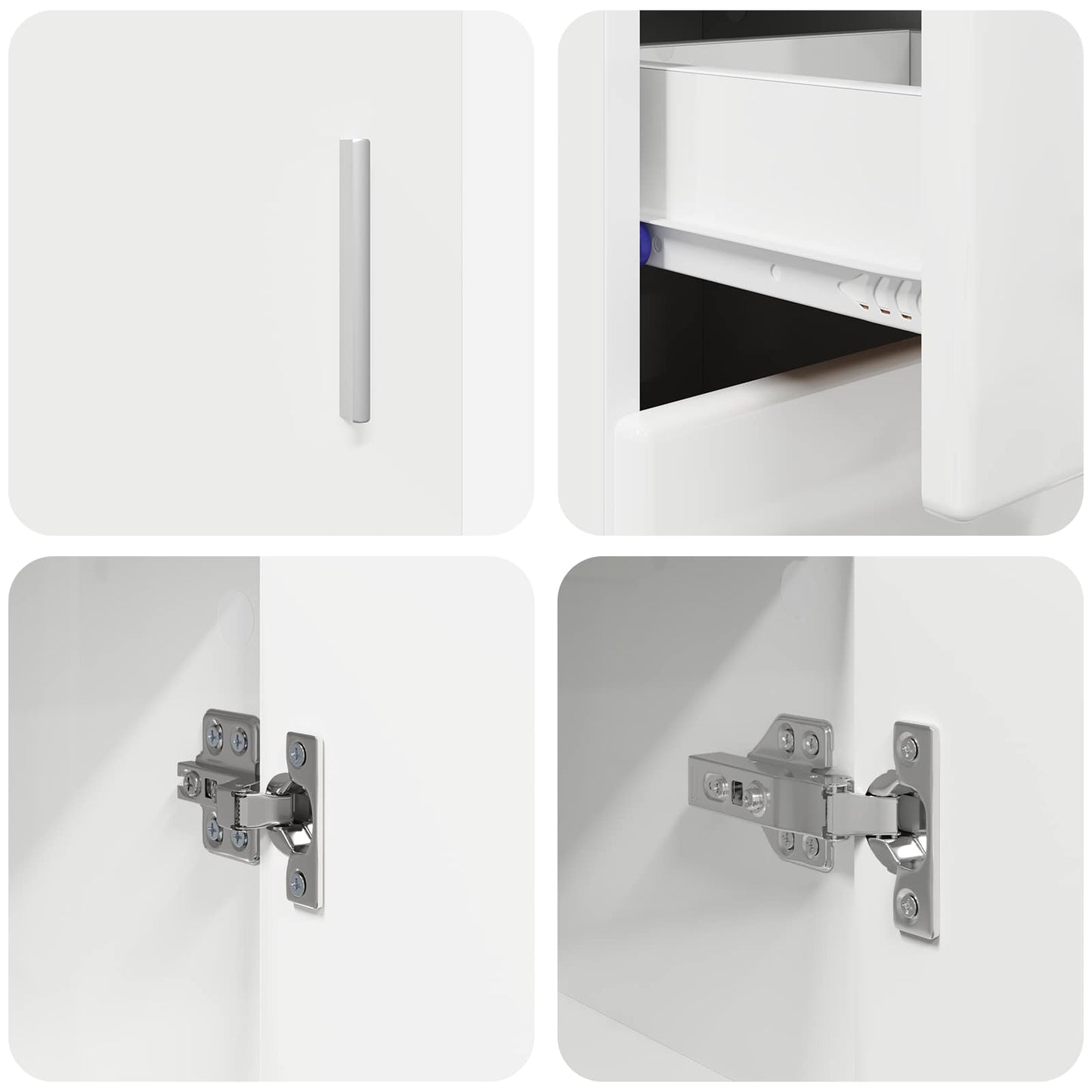 Sideboard FLORIN 88,5 x 30,5 x 73 cm Hochglanz Weiß