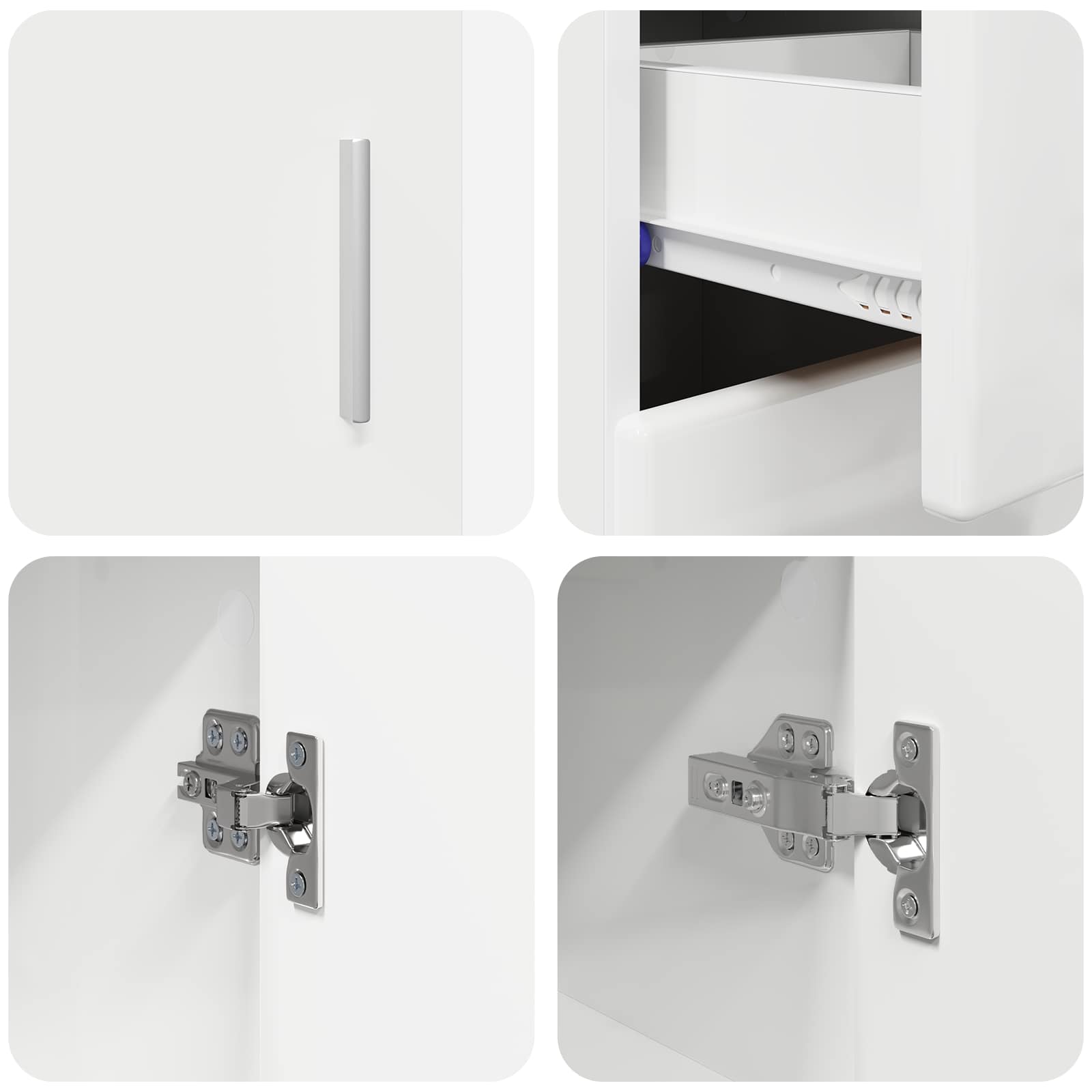 Sideboard FLORIN 88,5 x 30,5 x 73 cm Hochglanz Weiß