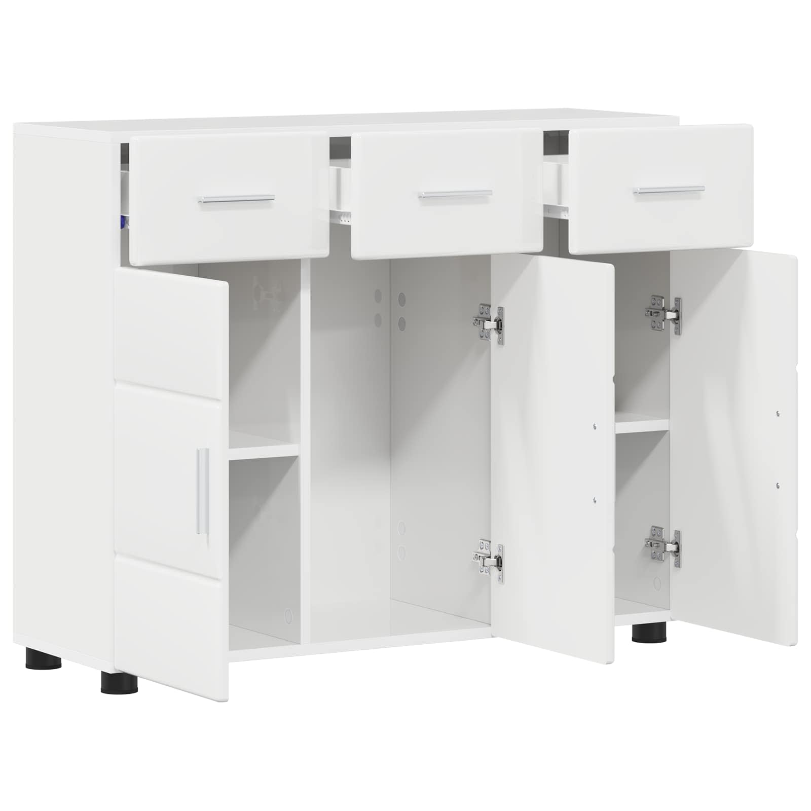 Sideboard FLORIN 88,5 x 30,5 x 73 cm Hochglanz Weiß