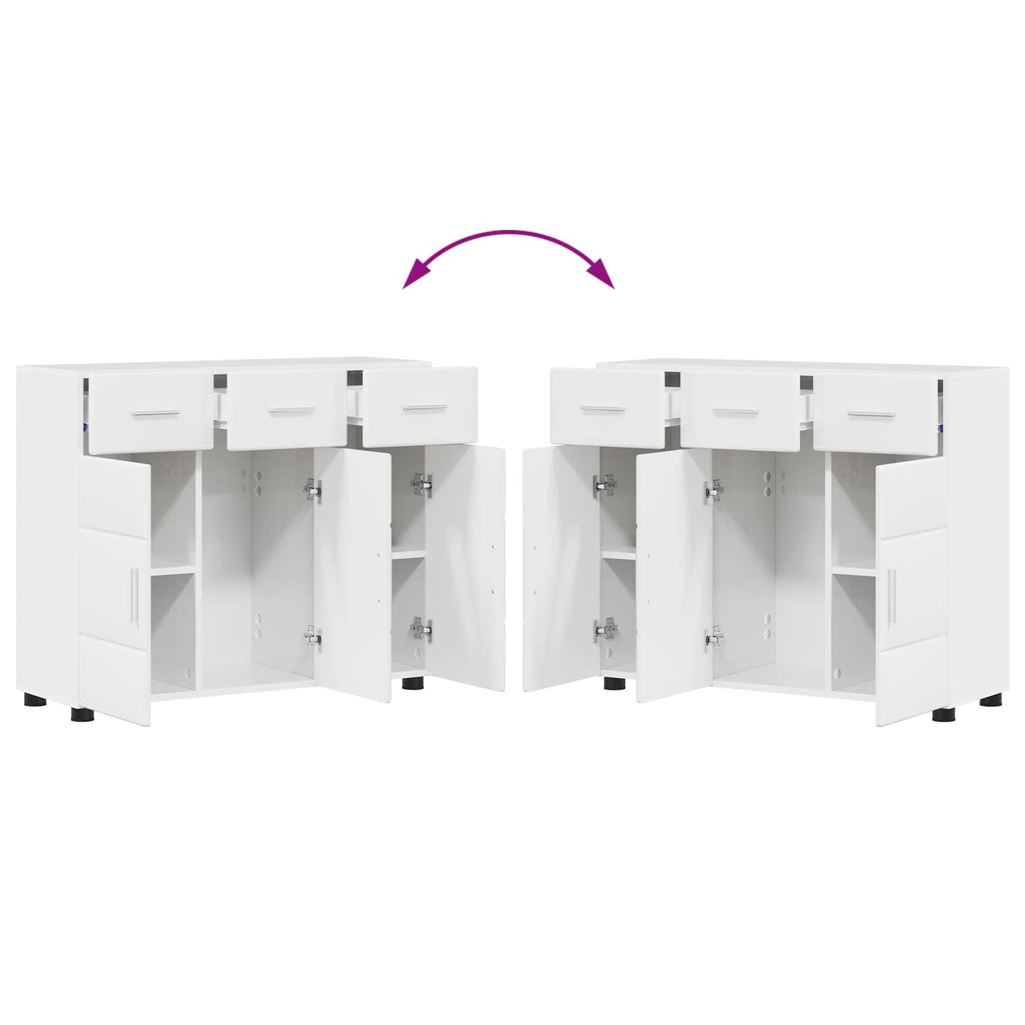 Sideboard FLORIN 88,5 x 30,5 x 73 cm Hochglanz Weiß