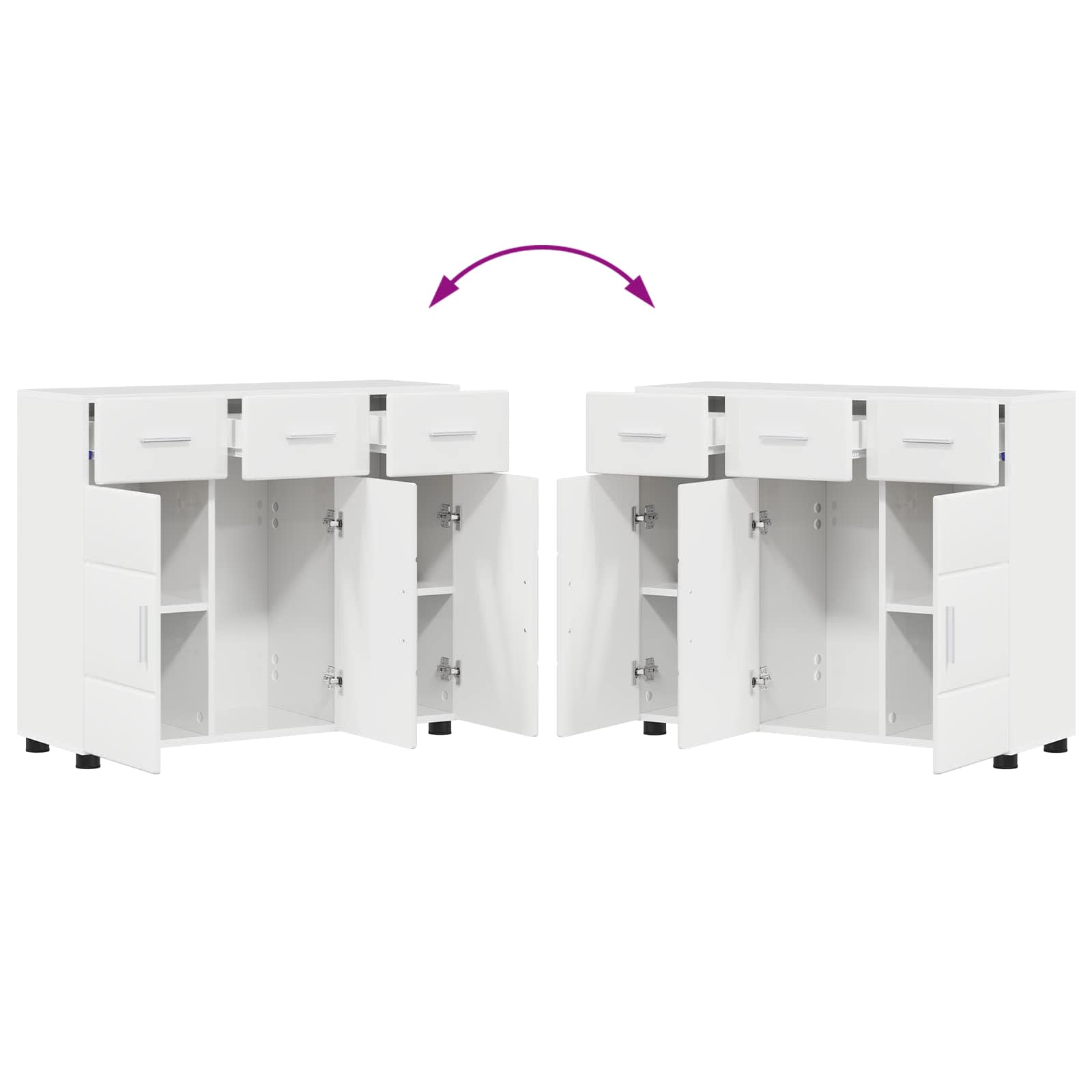 Sideboard FLORIN 88,5 x 30,5 x 73 cm Hochglanz Weiß