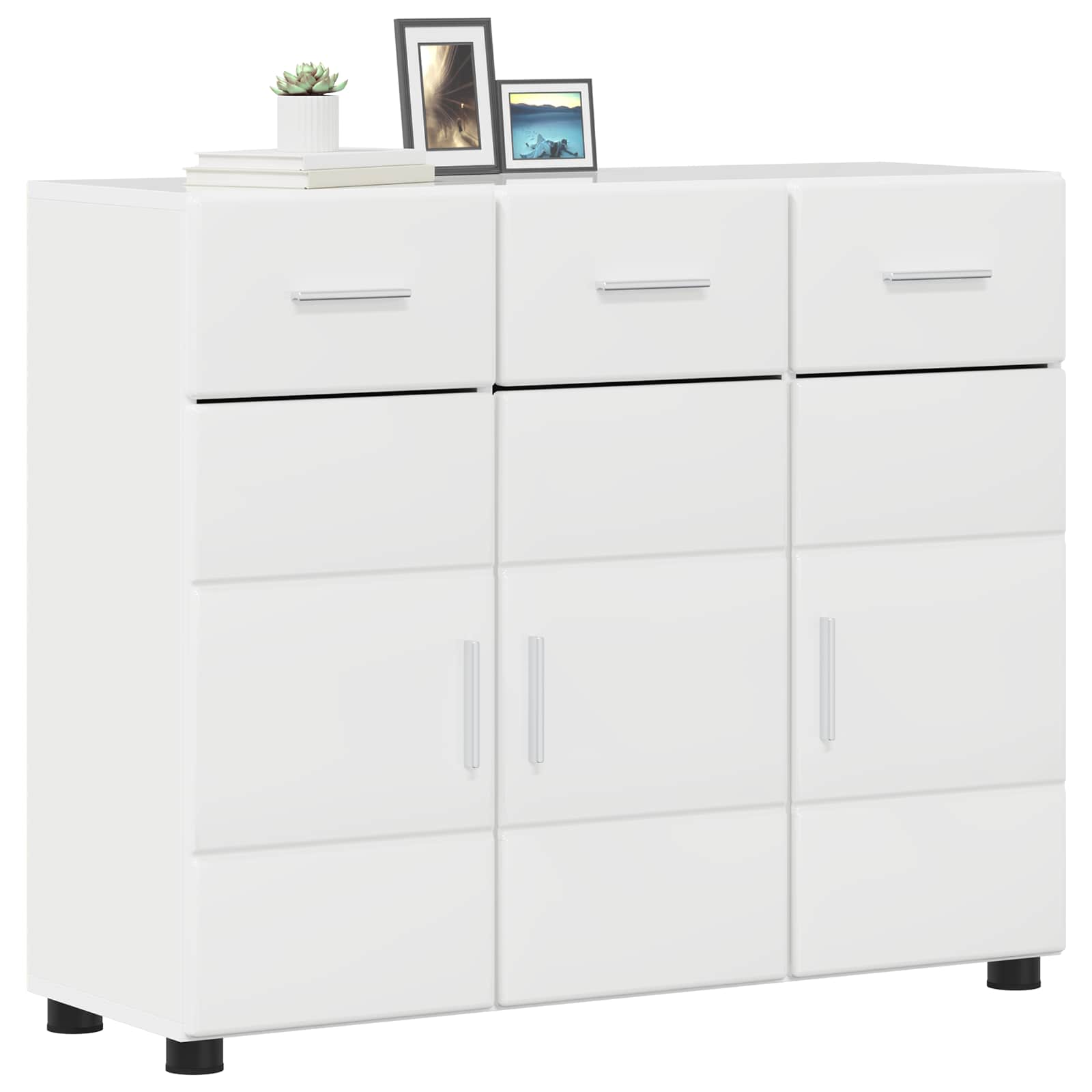 Sideboard FLORIN 88,5 x 30,5 x 73 cm Hochglanz Weiß