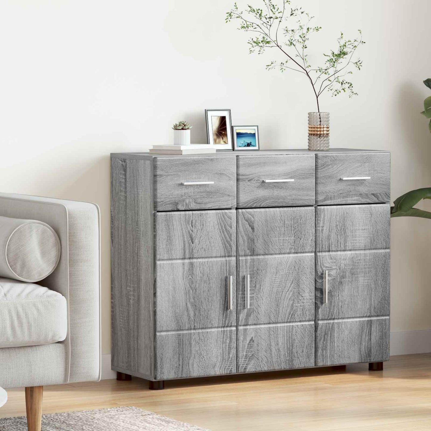 Sideboard FLORIN 88,5 x 30,5 x 73 cm Graues Sonoma