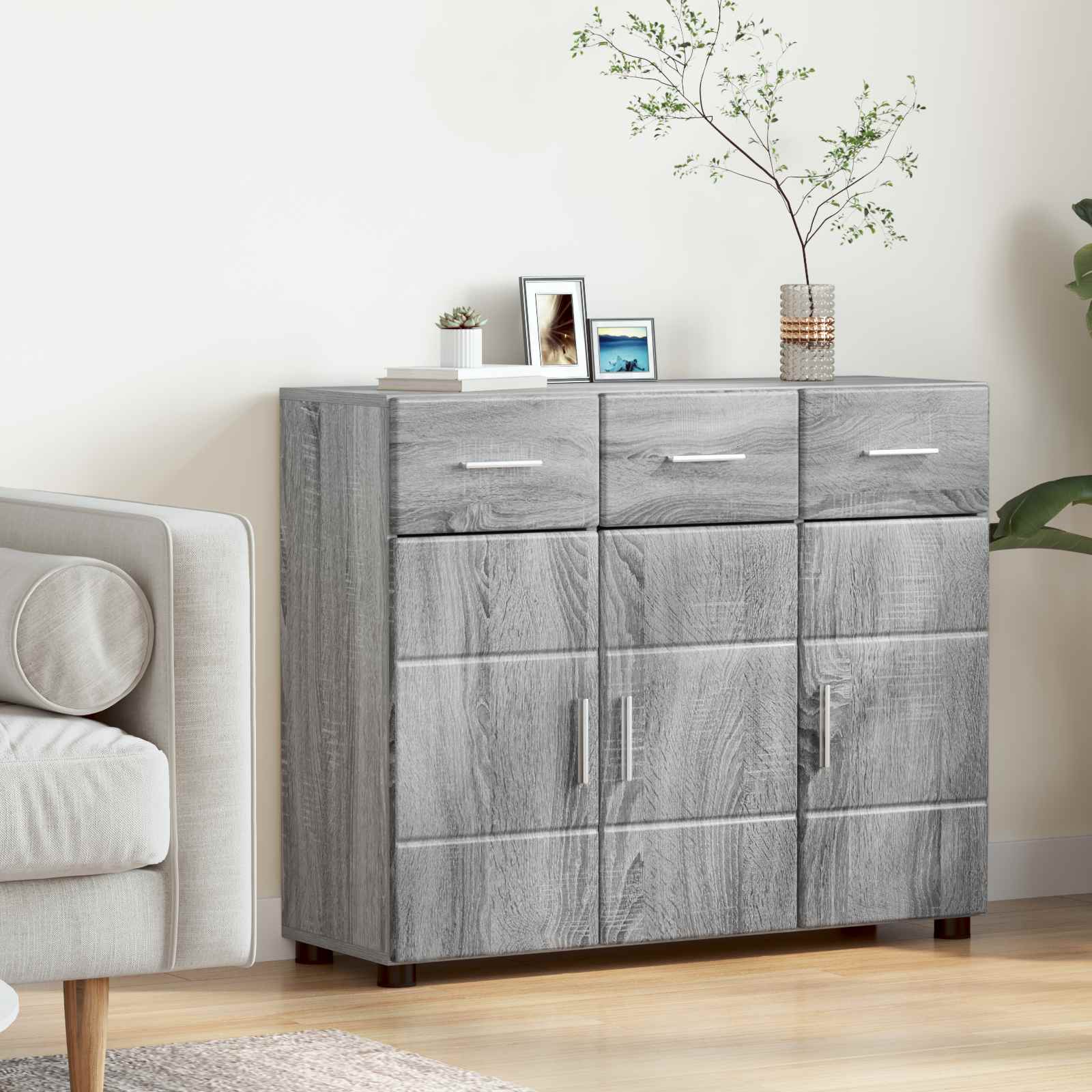 Sideboard FLORIN 88,5 x 30,5 x 73 cm Graues Sonoma