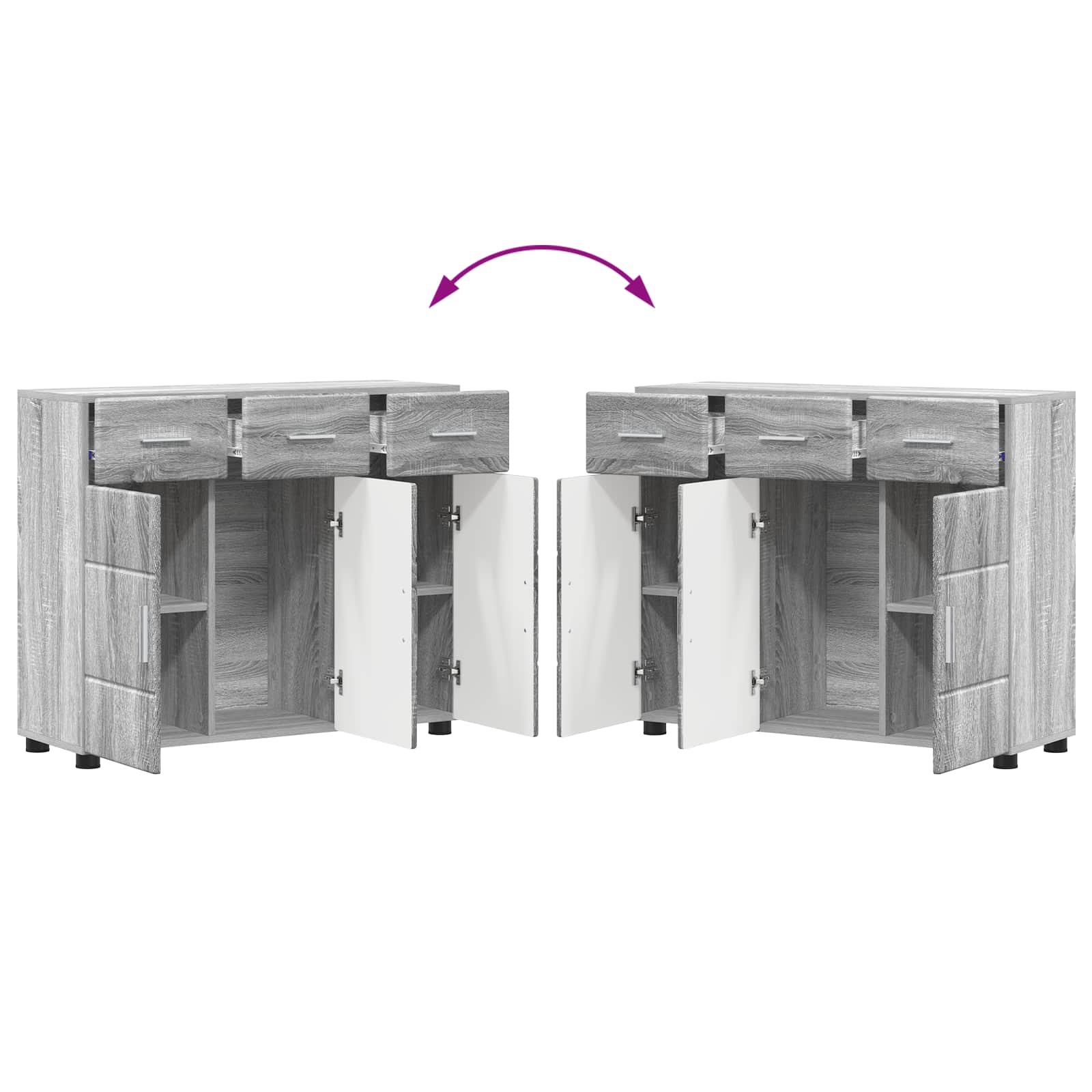 Sideboard FLORIN 88,5 x 30,5 x 73 cm Graues Sonoma