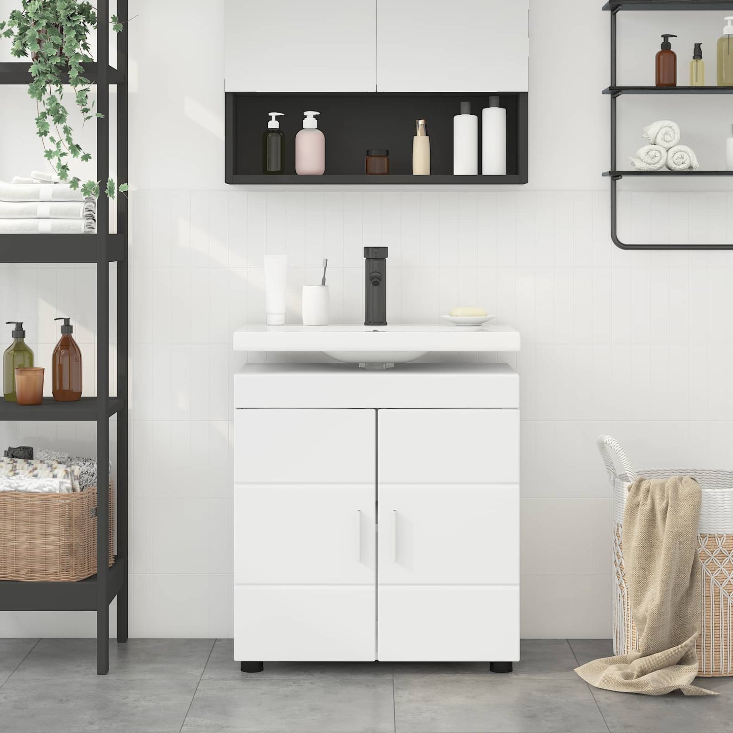 Badezimmerschrank-Set TULUM Weiß 60 x 34 x 63 cm Holzwerkstoff