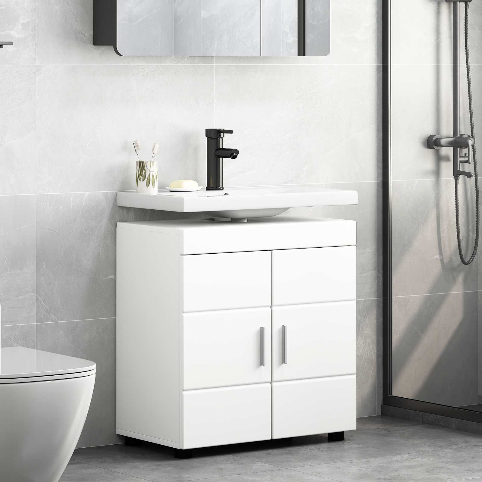 Badezimmerschrank-Set TULUM Weiß 60 x 34 x 63 cm Holzwerkstoff
