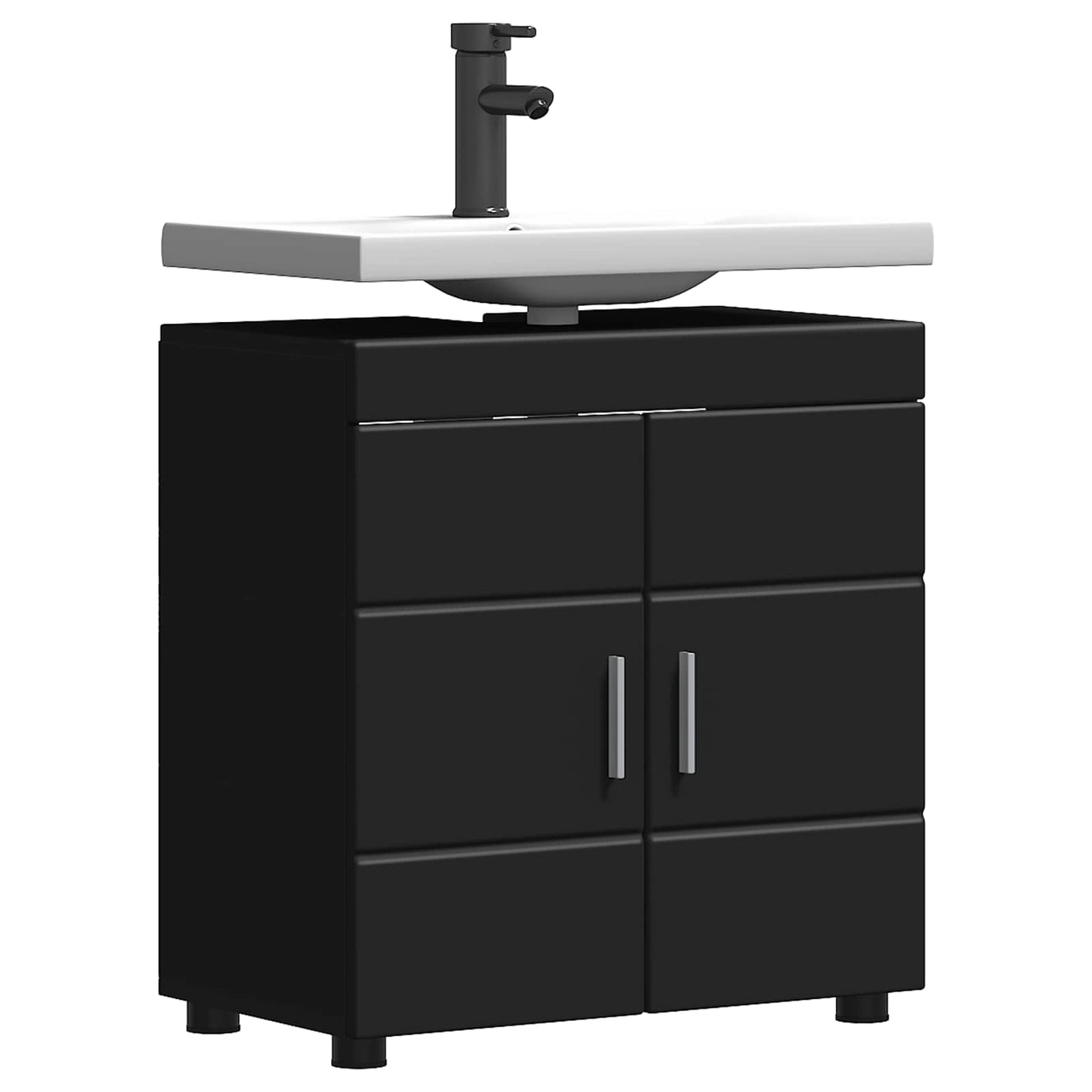 Badezimmerschrank-Set TULUM Schwarz 60 x 34 x 63 cm