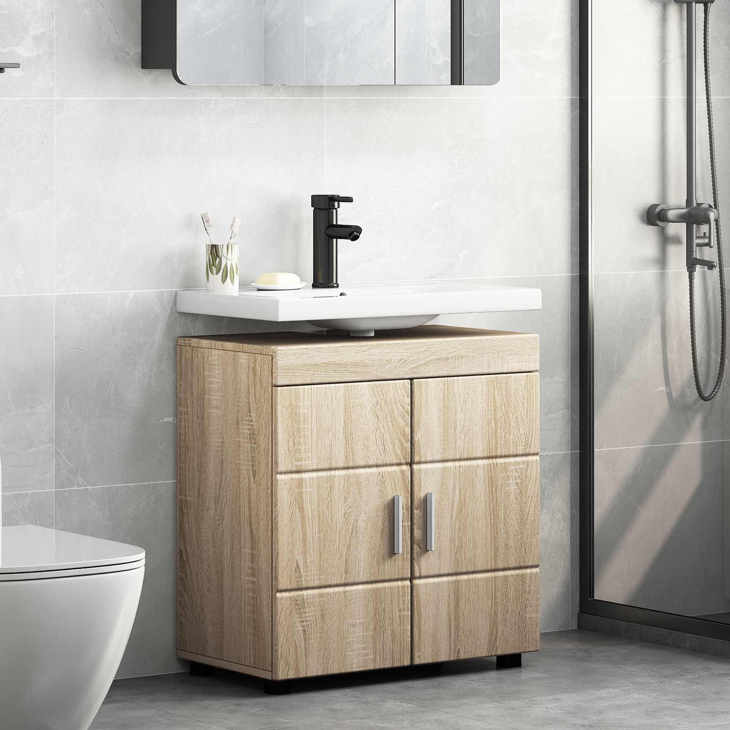 Badezimmerschrank-Set TULUM Sonoma-Eiche 60 x 34 x 63 cm