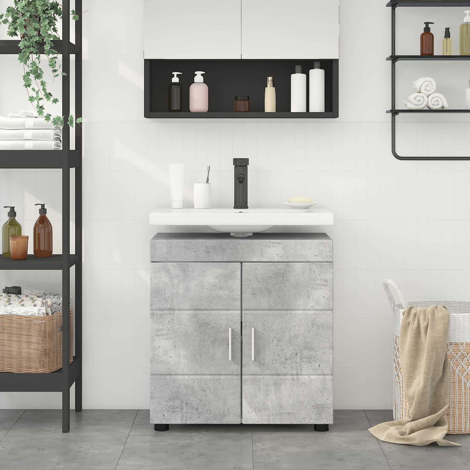 Badezimmerschrank-Set TULUM Beton Grau 60 x 34 x 63 cm