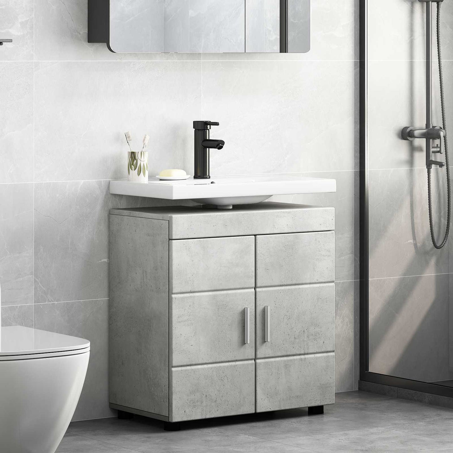 Badezimmerschrank-Set TULUM Beton Grau 60 x 34 x 63 cm