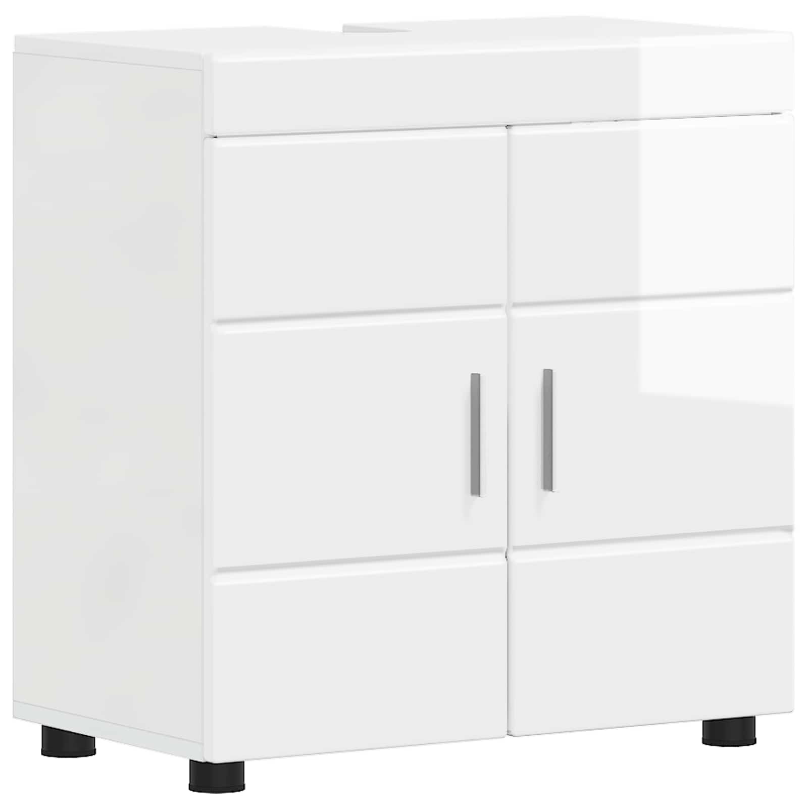 Badezimmerschrank-Set TULUM Hochglanz Weiß 60 x 34 x 63 cm
