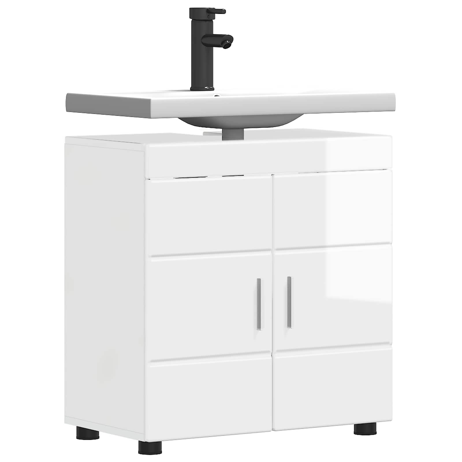 Badezimmerschrank-Set TULUM Hochglanz Weiß 60 x 34 x 63 cm