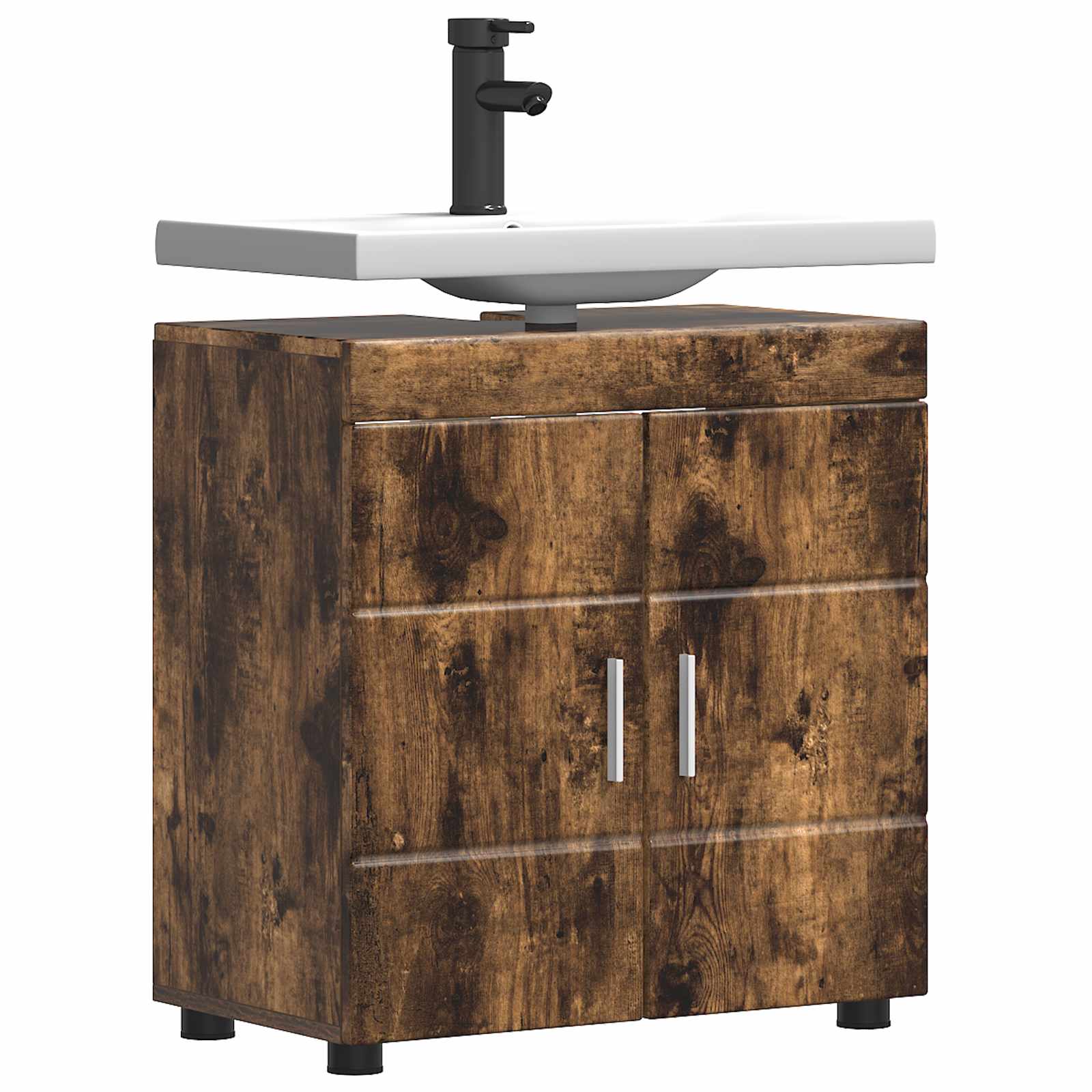 Badezimmerschrank-Set TULUM Geräucherte Eiche 60 x 34 x 63 cm