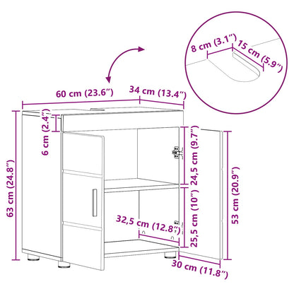 Badezimmerschrank-Set TULUM Geräucherte Eiche 60 x 34 x 63 cm