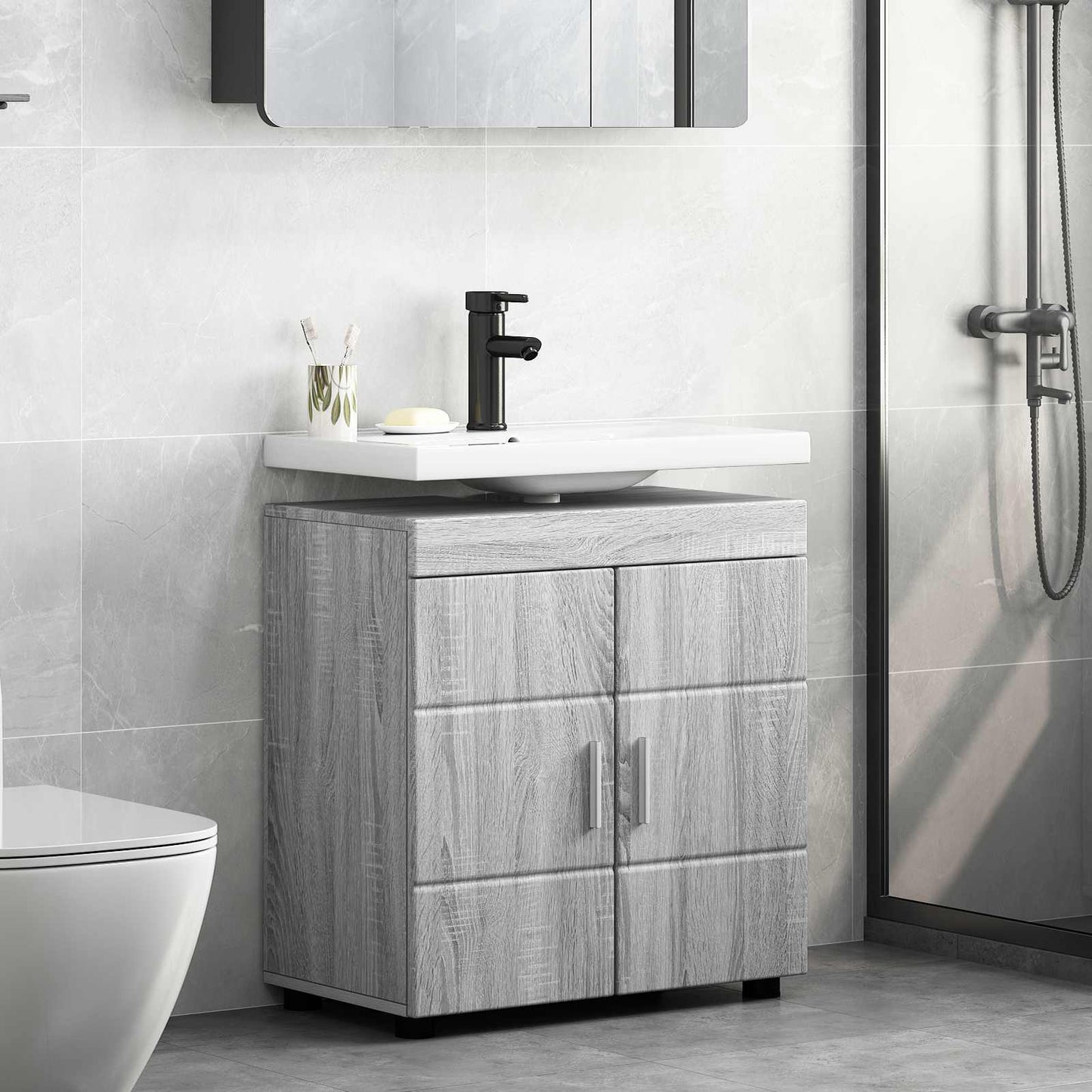 Badezimmerschrank-Set TULUM Graues Sonoma 60 x 34 x 63 cm