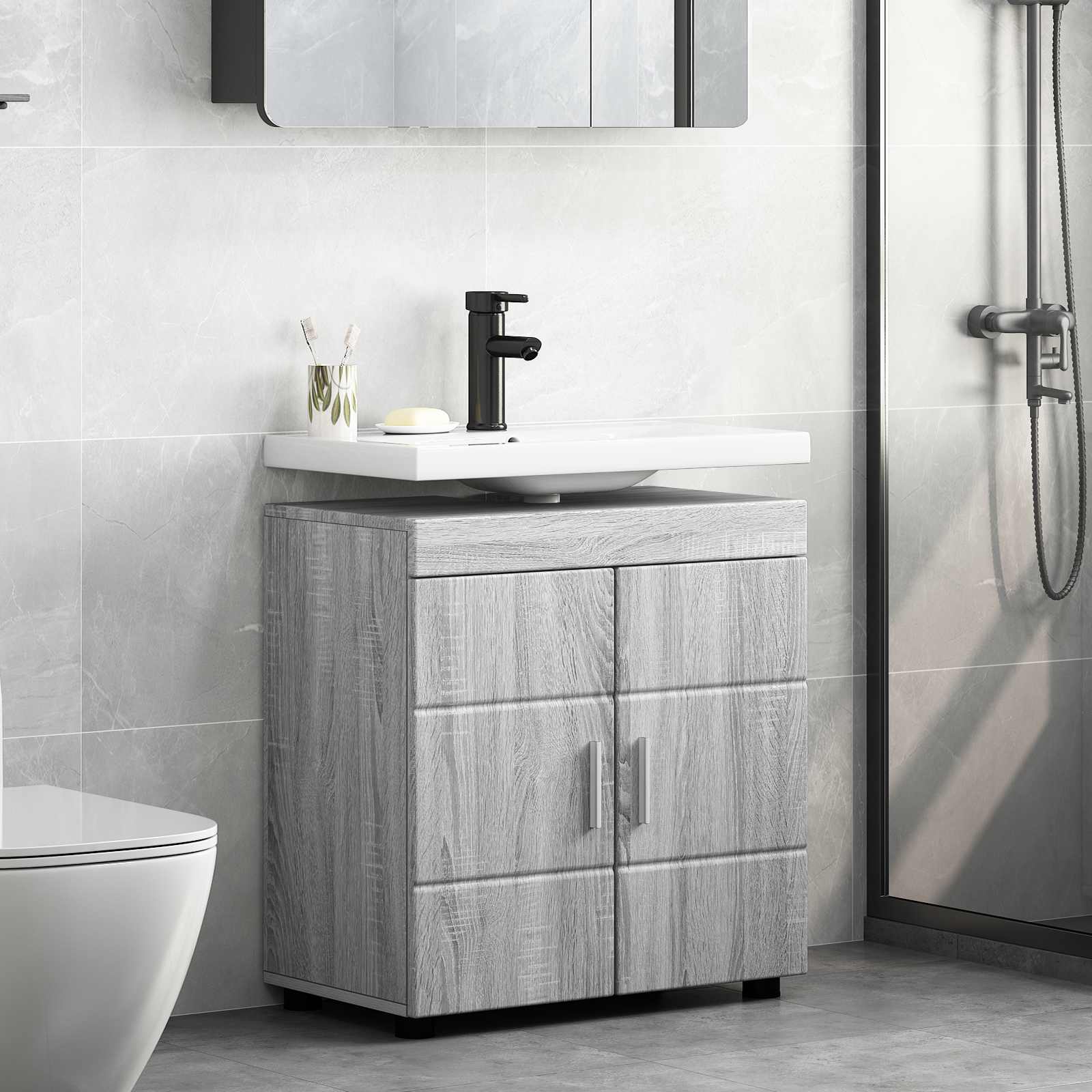 Badezimmerschrank-Set TULUM Graues Sonoma 60 x 34 x 63 cm