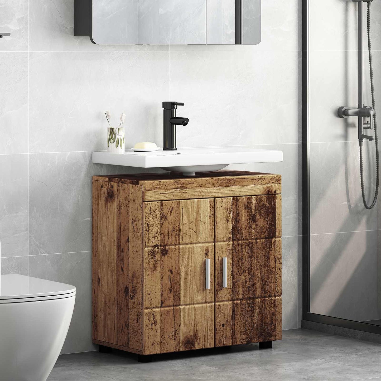 Badezimmerschrank-Set TULUM Altholz 60 x 34 x 63 cm