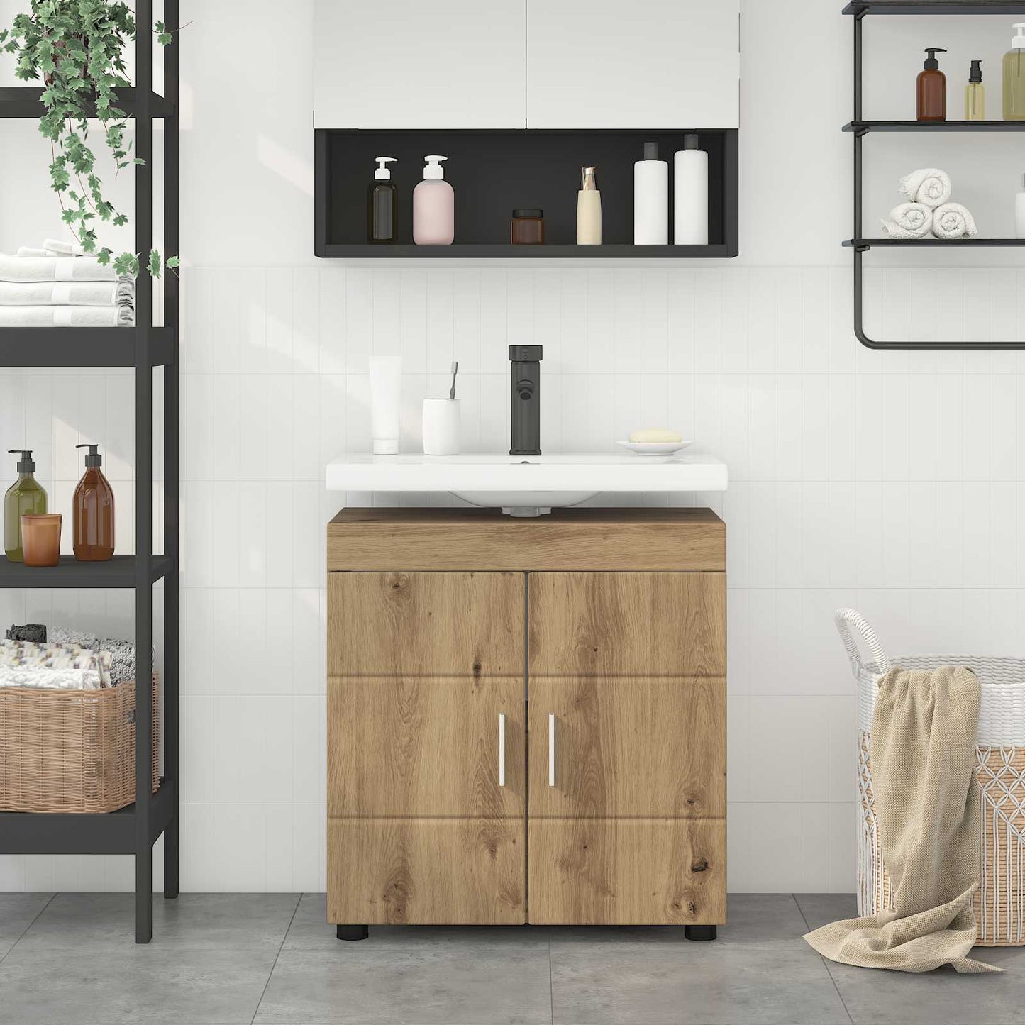 Badezimmerschrank-Set TULUM Artisan-Eiche 60 x 34 x 63 cm