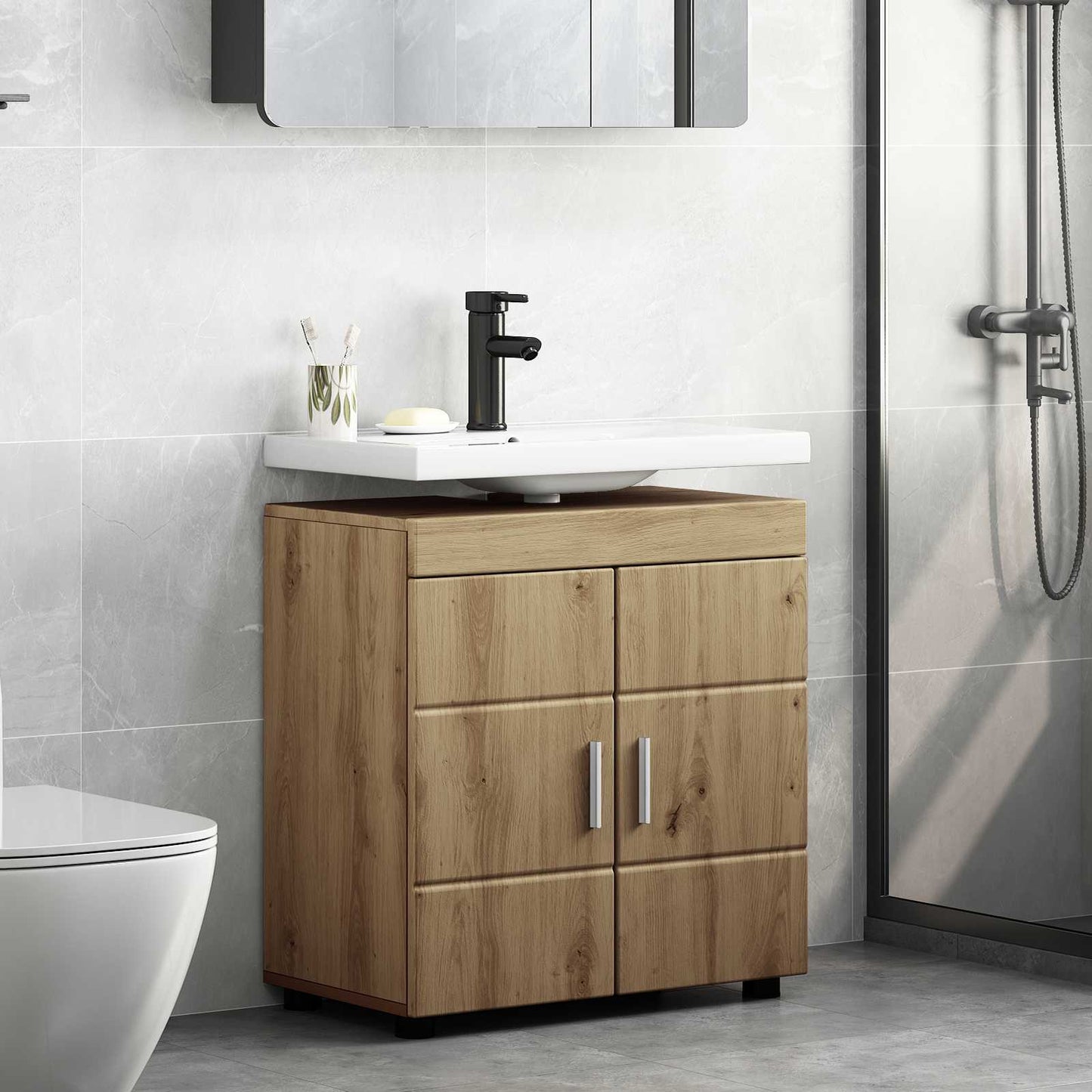 Badezimmerschrank-Set TULUM Artisan-Eiche 60 x 34 x 63 cm