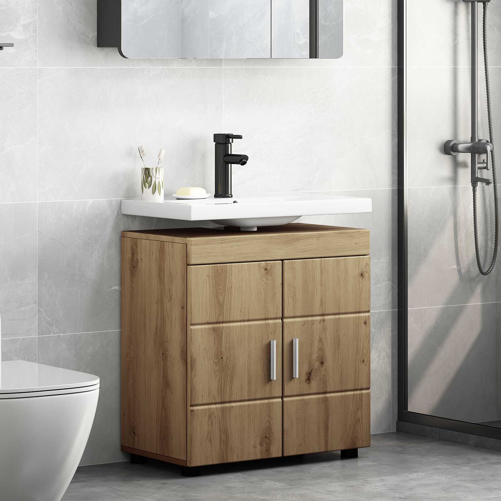 Badezimmerschrank-Set TULUM Artisan-Eiche 60 x 34 x 63 cm