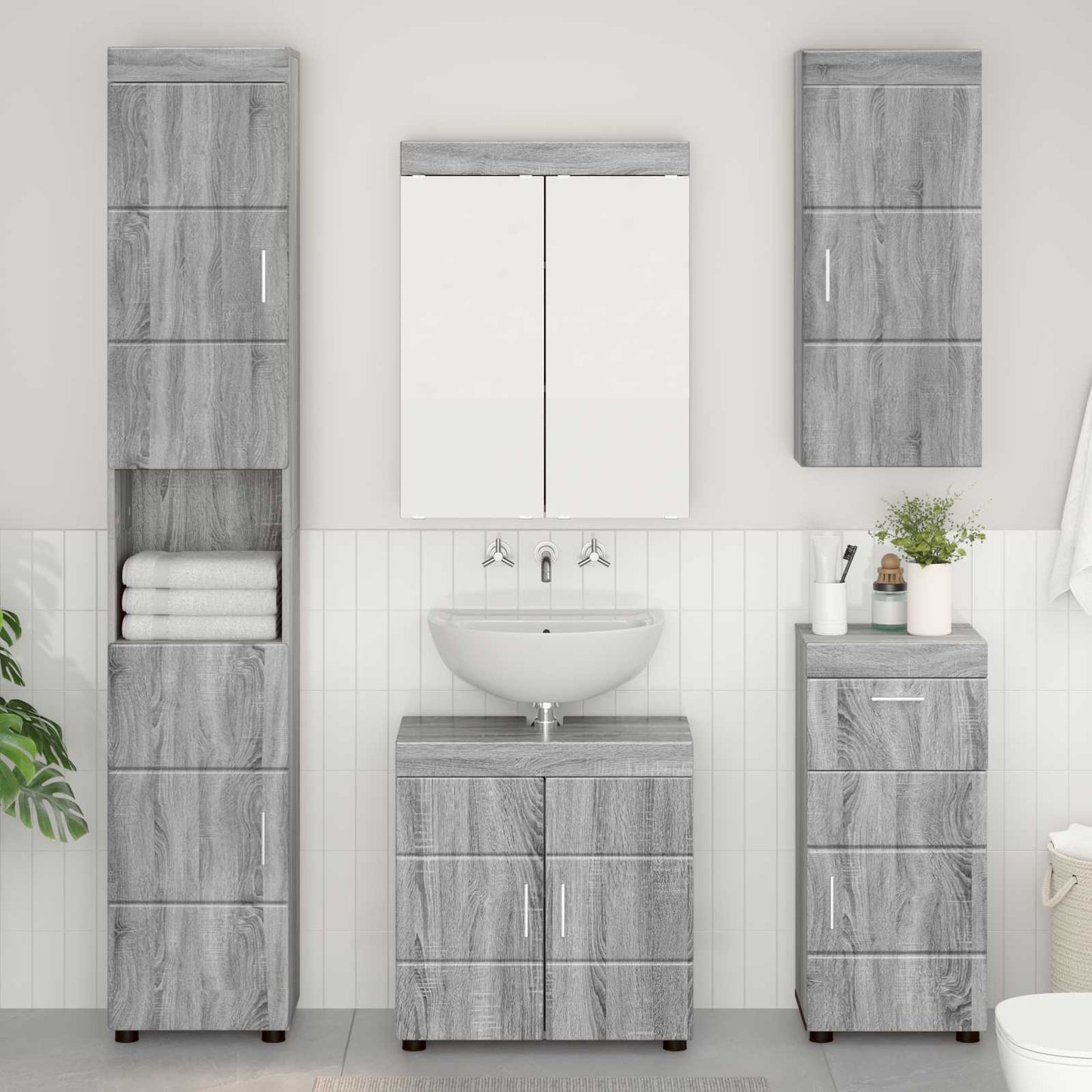 Badezimmer-Wandschrank TULUM Graues Sonoma 37 x 24,5 x 86 cm