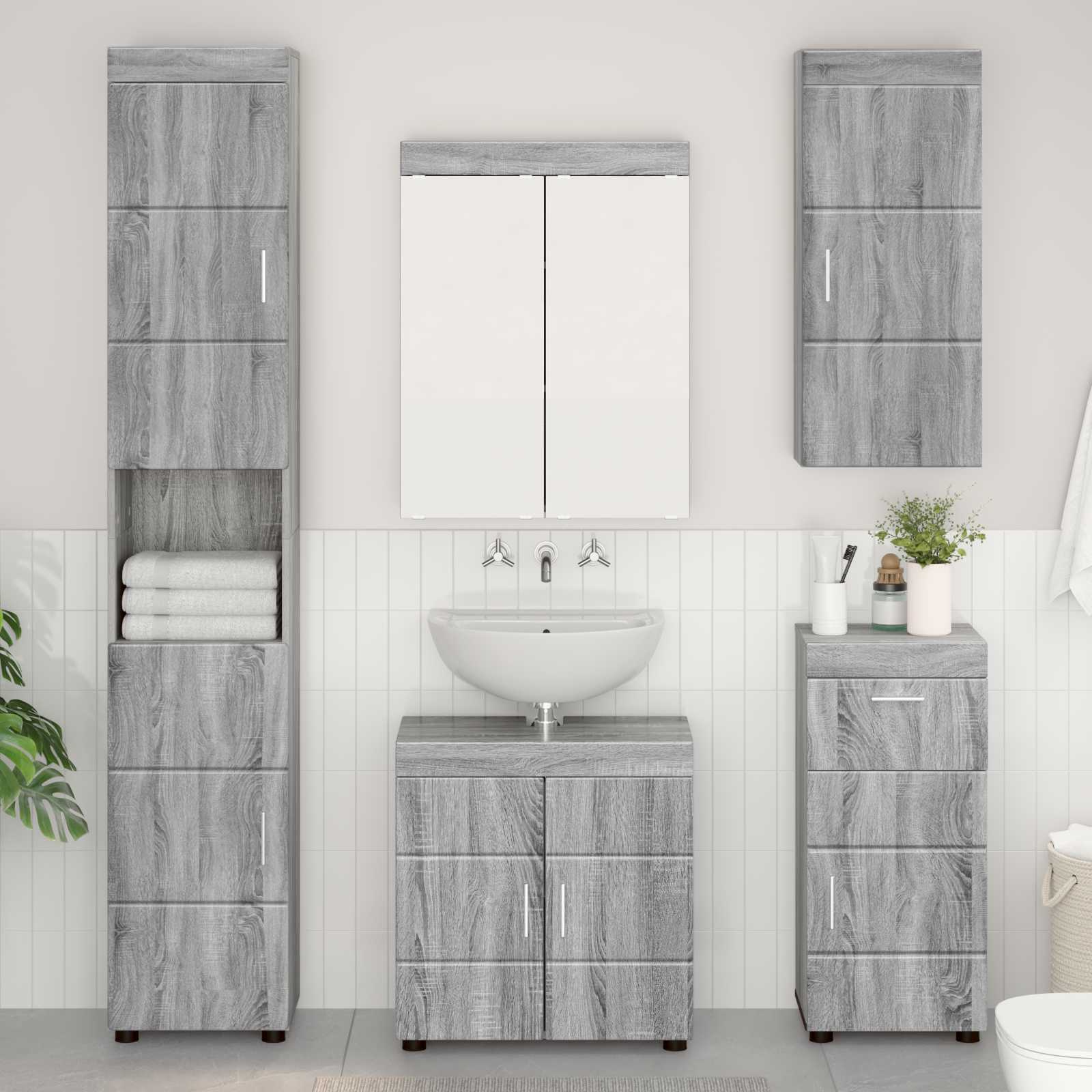 Badezimmer-Wandschrank TULUM Graues Sonoma 37 x 24,5 x 86 cm