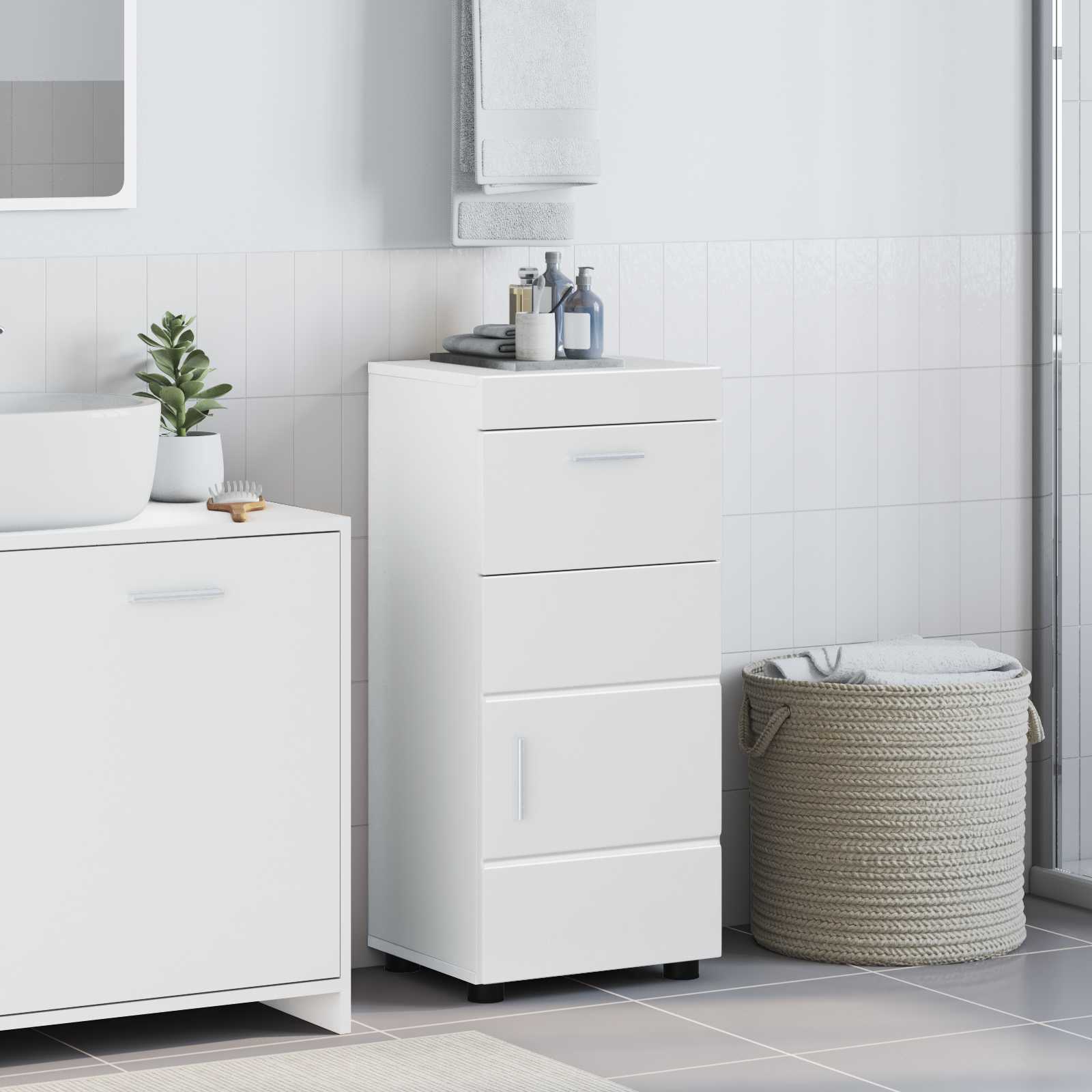 Badezimmerschrank-Set TULUM Weiß 37 x 31,5 x 82 cm