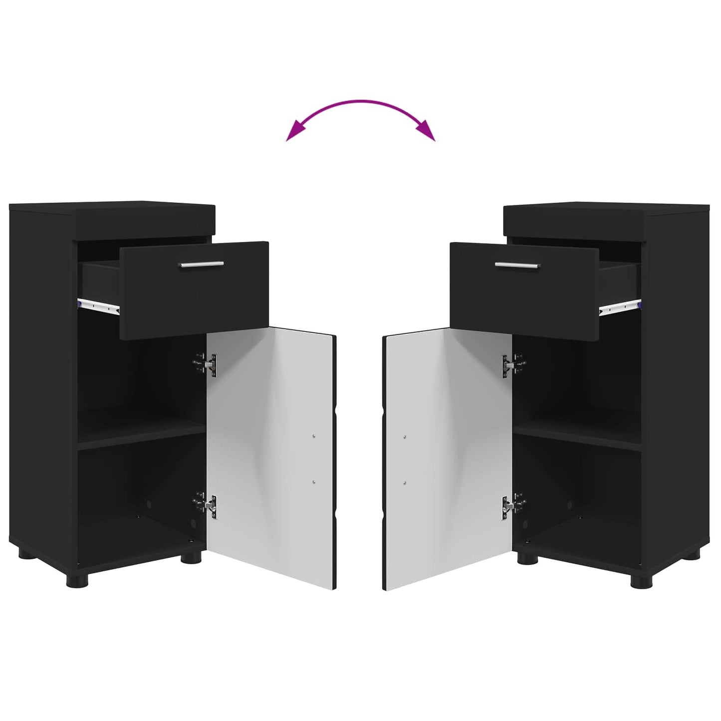 Badezimmerschrank-Set TULUM Schwarz 37 x 31,5 x 82 cm