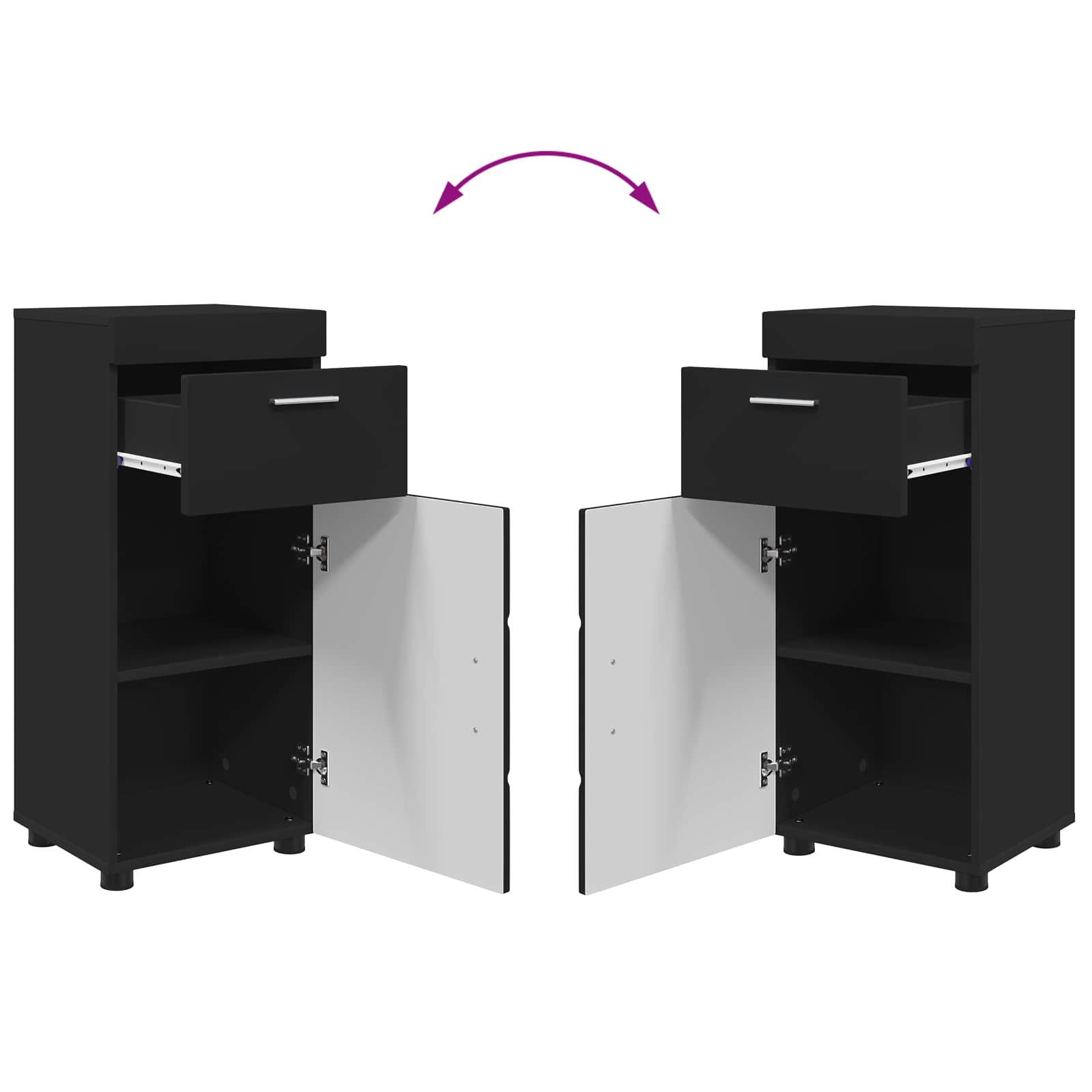 Badezimmerschrank-Set TULUM Schwarz 37 x 31,5 x 82 cm