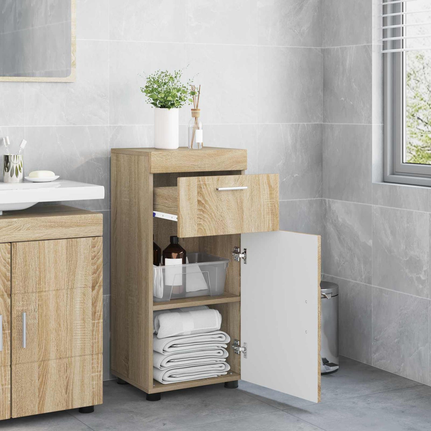 Badezimmerschrank-Set TULUM Sonoma-Eiche 37 x 31,5 x 82 cm