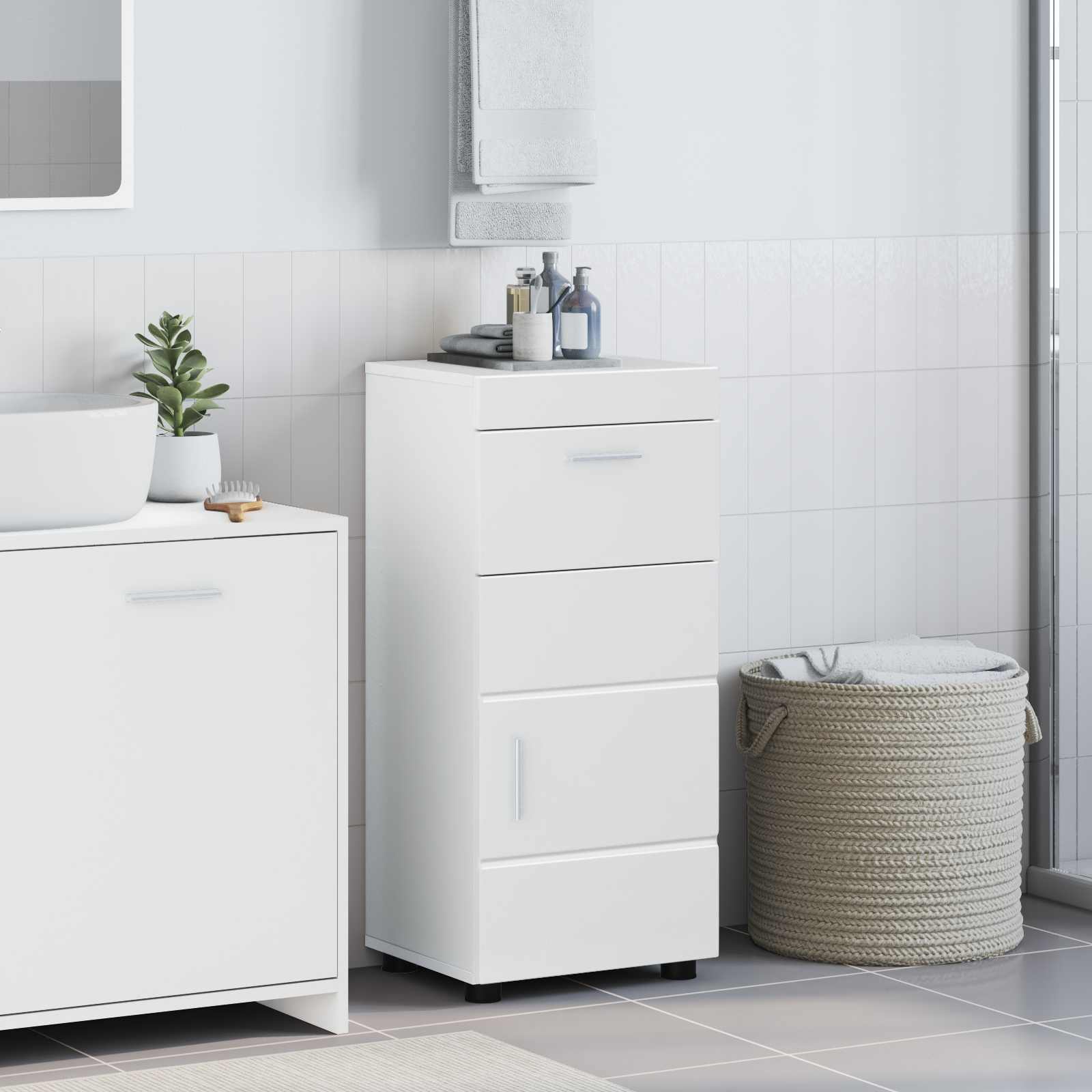 Badezimmerschrank-Set TULUM Hochglanz Weiß 37 x 31,5 x 82 cm
