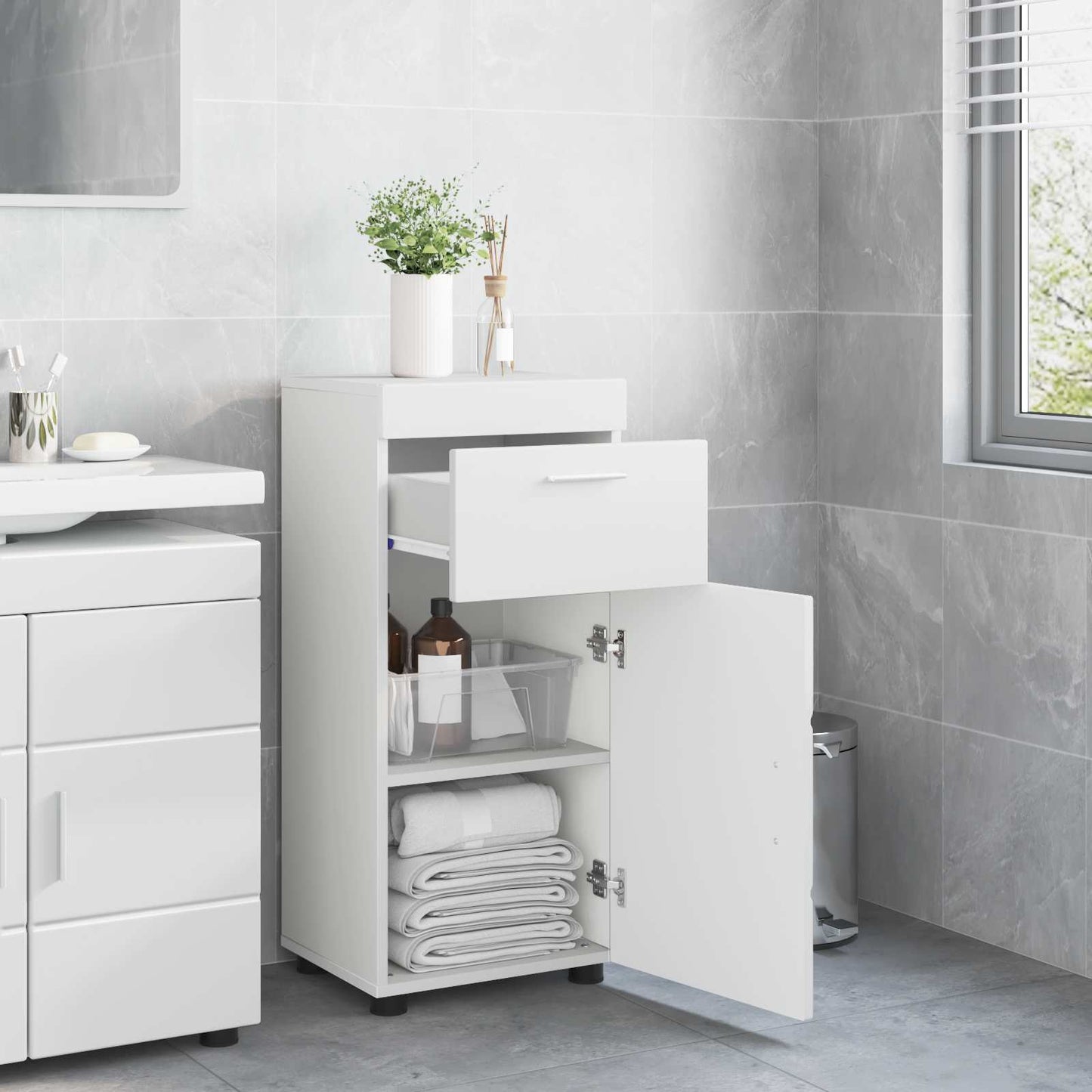 Badezimmerschrank-Set TULUM Hochglanz Weiß 37 x 31,5 x 82 cm