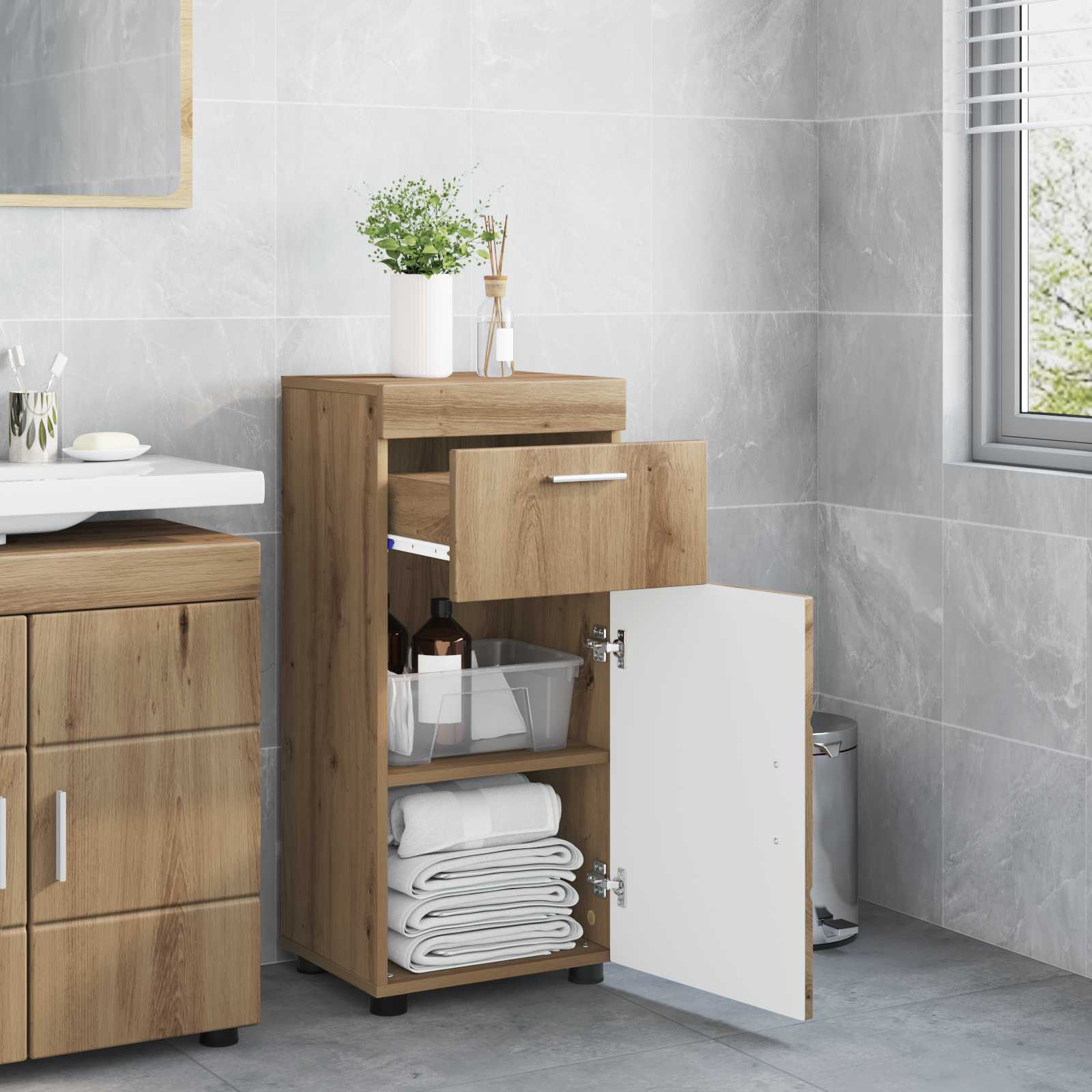 Badezimmerschrank-Set TULUM Artisan-Eiche 37 x 31,5 x 82 cm