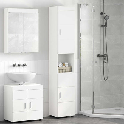 Badezimmerschrank-Set TULUM Weiß 37 x 31,5 x 203 cm