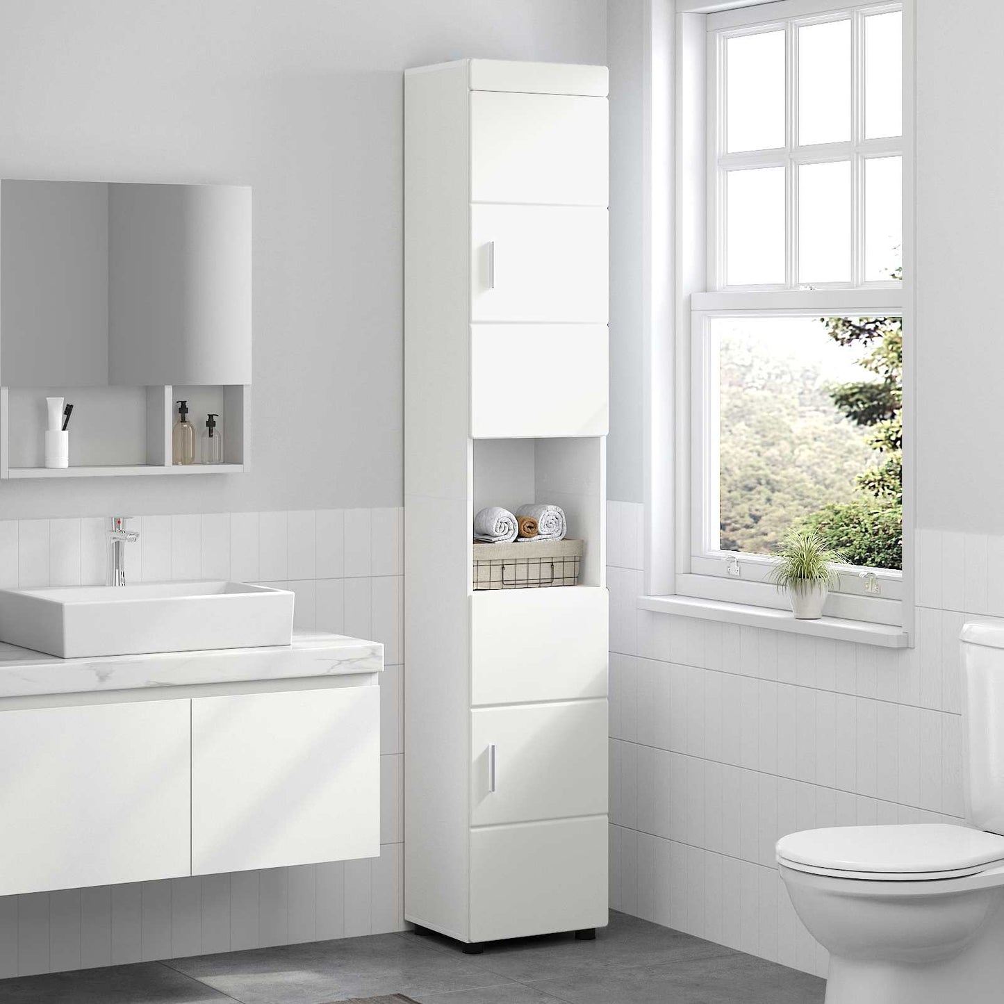 Badezimmerschrank-Set TULUM Weiß 37 x 31,5 x 203 cm