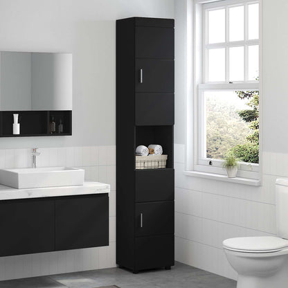 Badezimmerschrank-Set TULUM Schwarz 37 x 31,5 x 203 cm