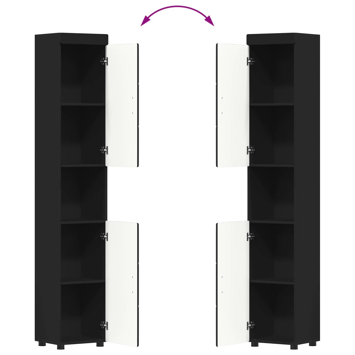 Badezimmerschrank-Set TULUM Schwarz 37 x 31,5 x 203 cm