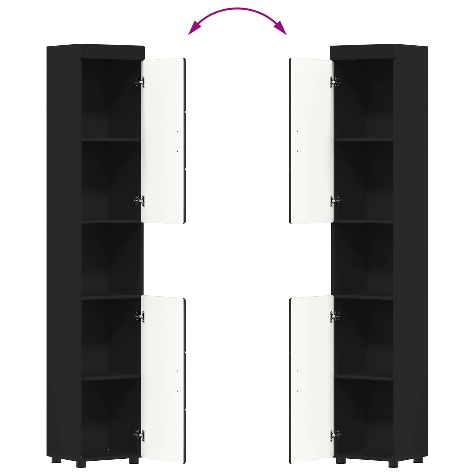 Badezimmerschrank-Set TULUM Schwarz 37 x 31,5 x 203 cm